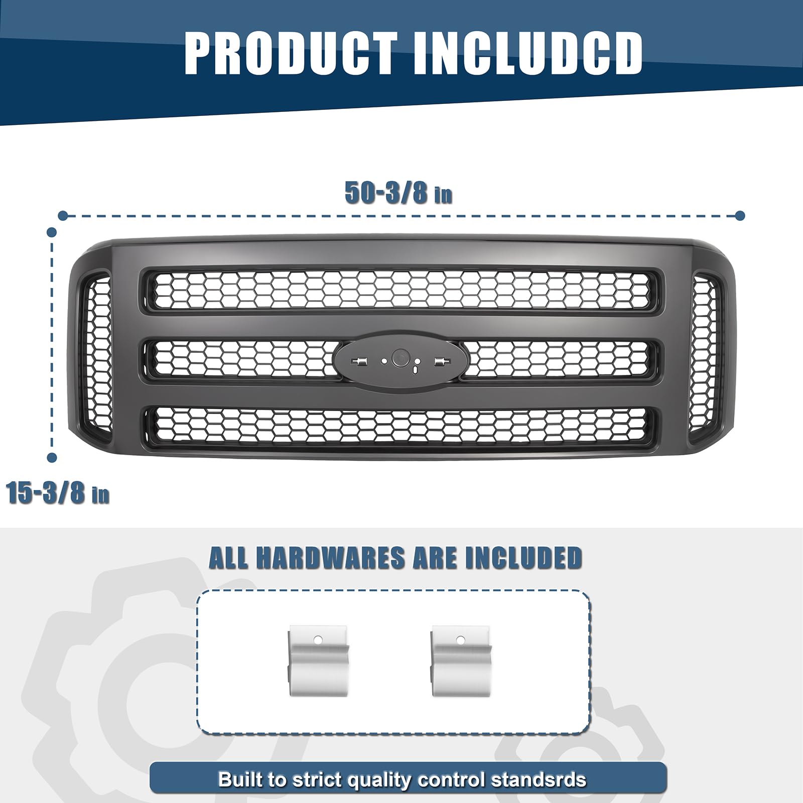 Ecotric New Front Grille Grill Compatible With 1999 2000 2001 2002 2003 2004 Ford F250 F350 Super Duty Excursion Black Grille Me