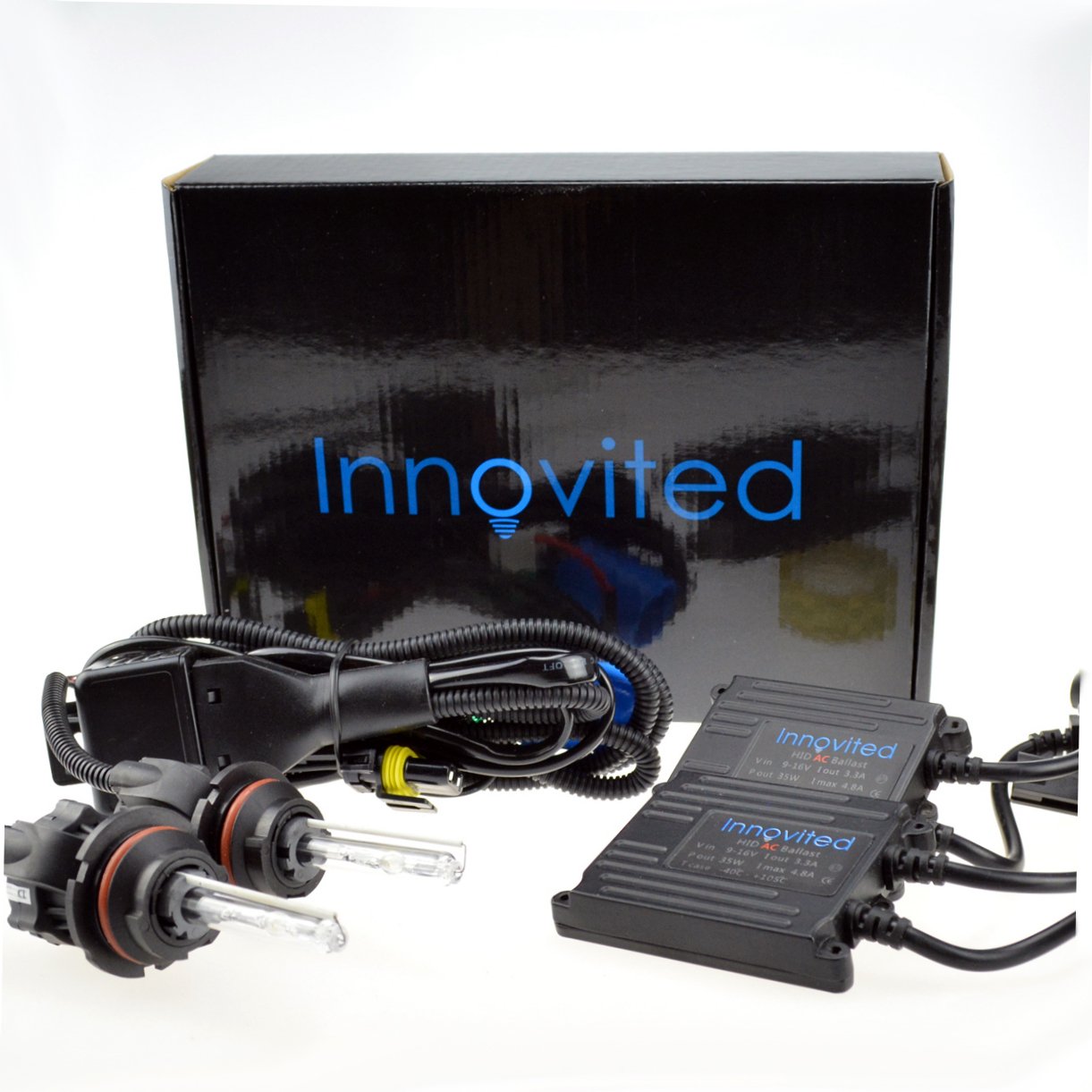 Innovited 9004 9007 6000K Bi Xenon Hi/Lo Hid Xenon Bulb X (1 Pair) Bundle With 2 X 35W Digital Slim Ac Ballast - Diamond White