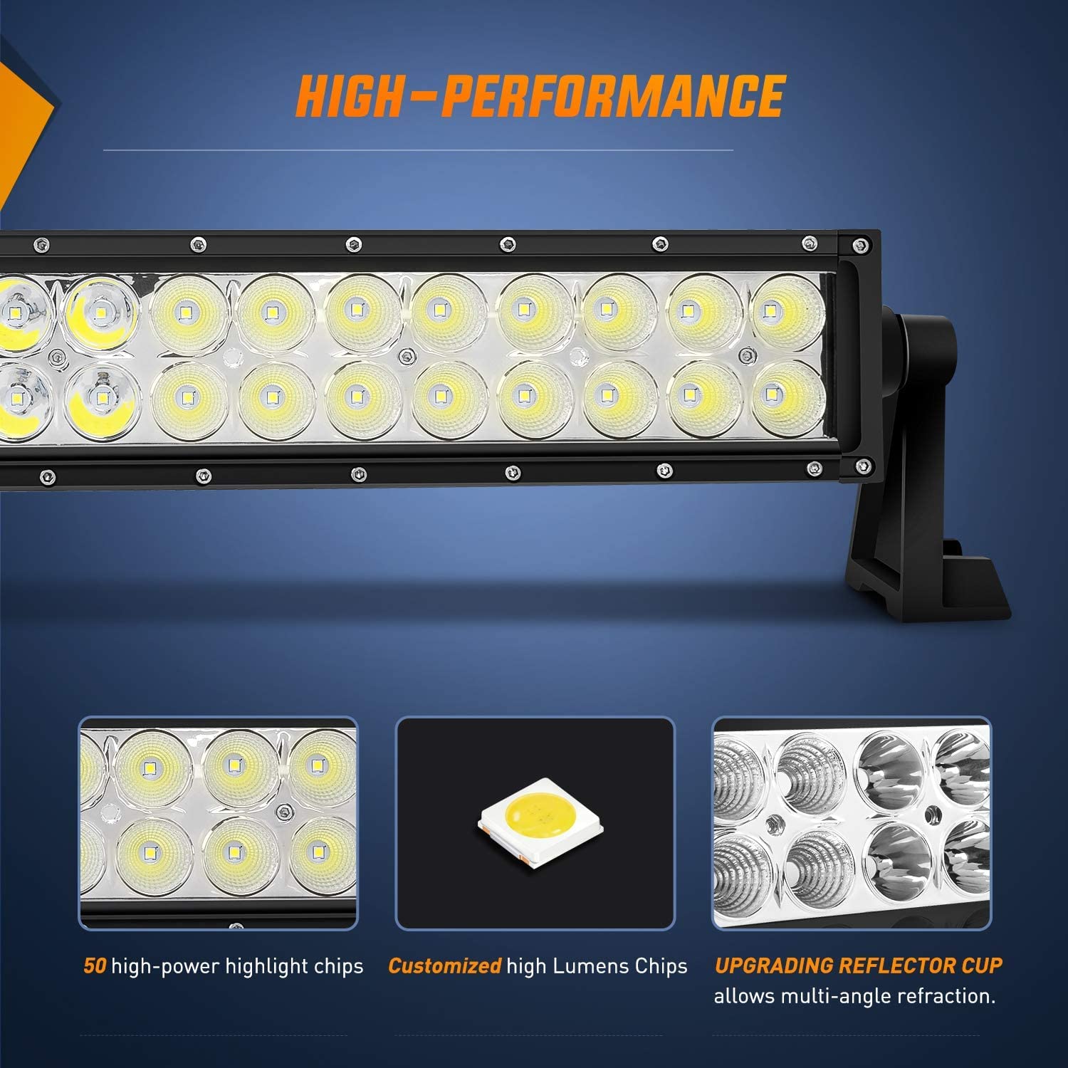 Nilight 52" LED Light Bar with 18W LED Pods and JK Mounting Bracket, Aluminum, Off-Road Wiring Harness for Wrangler JK 2007-2017