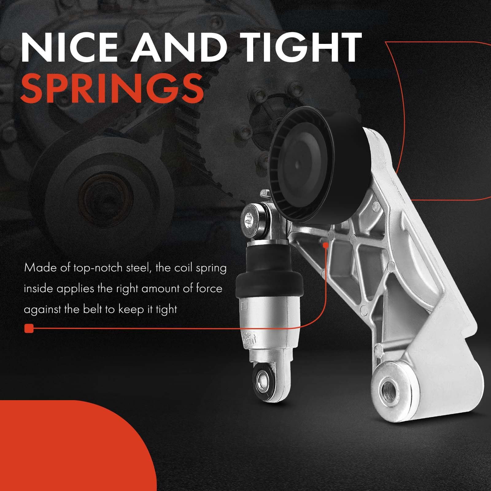 A-Premium Belt Tensioner Assembly with Pulley Compatible with Jeep JK Wrangler 2012 2013 2014 2015 2016 2017 2018 V6 3.6L, Repla