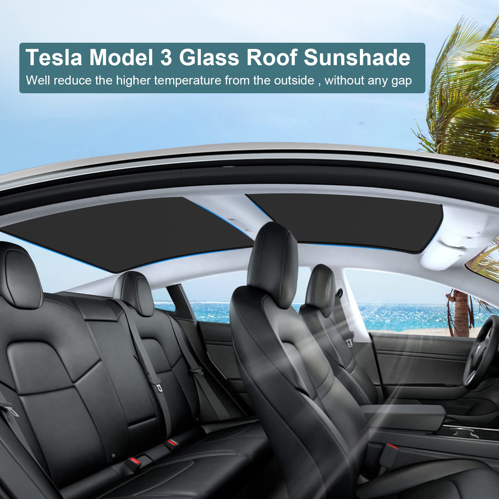KUNIST Roof Sunshades for Tesla Model 3 2023, Upgraded Sunroof Shade Sunshade Roof Sun Shade for Tesla Model 3 Accessories 2021-