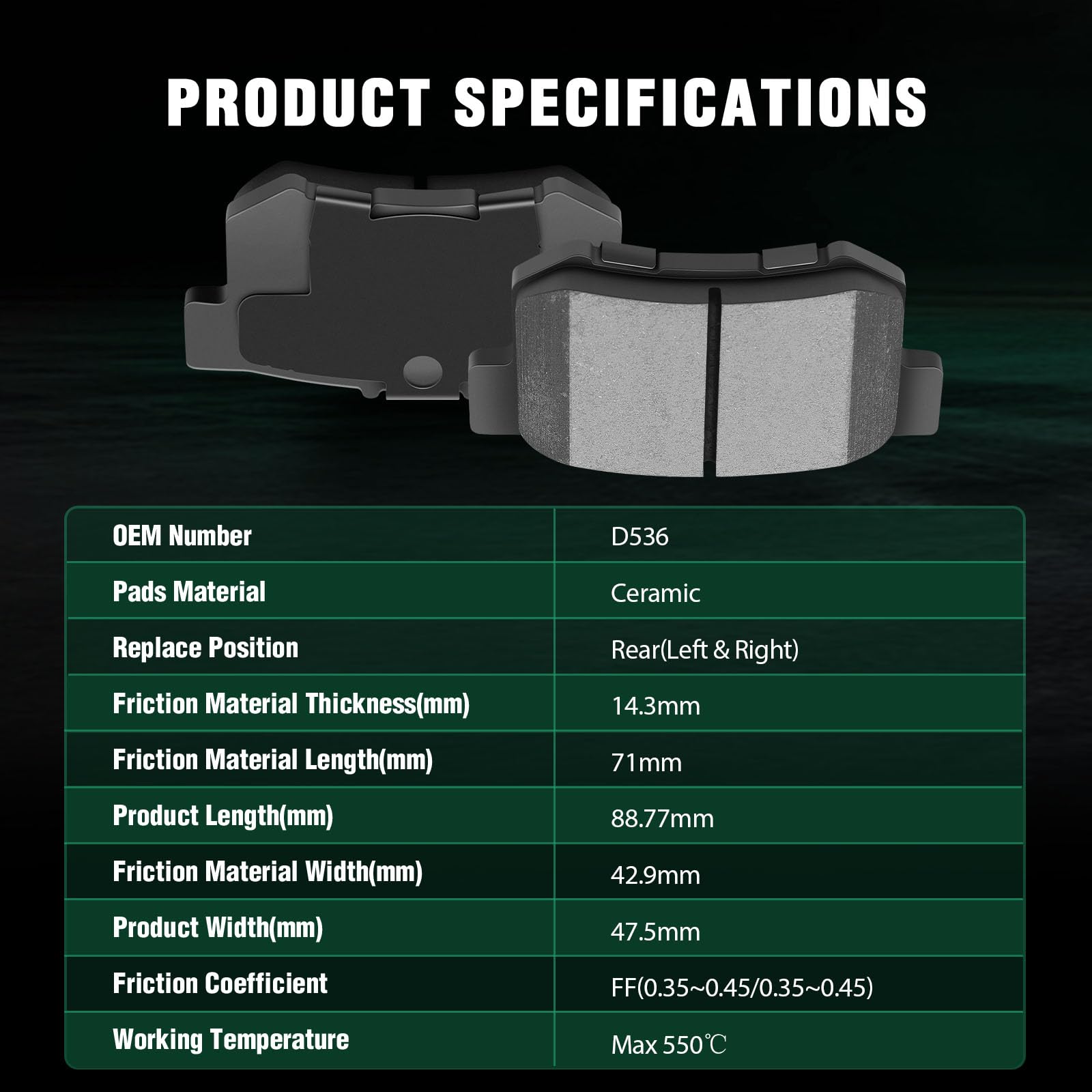 Automuto 8Pcs Front & Rear Ceramic Disc Brake Pads Set D536 D1089 For Acura Rdx 2007-2012