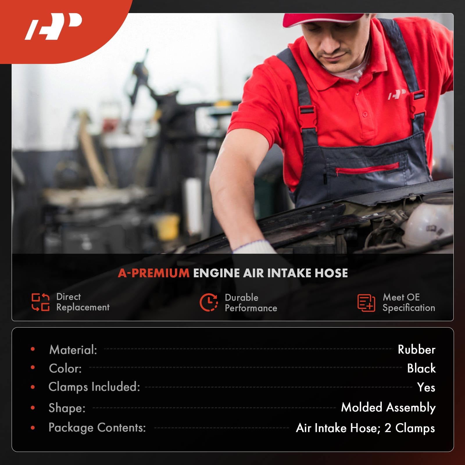 A-Premium Engine Air Intake Hose Tube with Clamps Compatible with Honda Accord 2003 2004 2005 2006 2007, DOHC L4 2.4L, Replace#