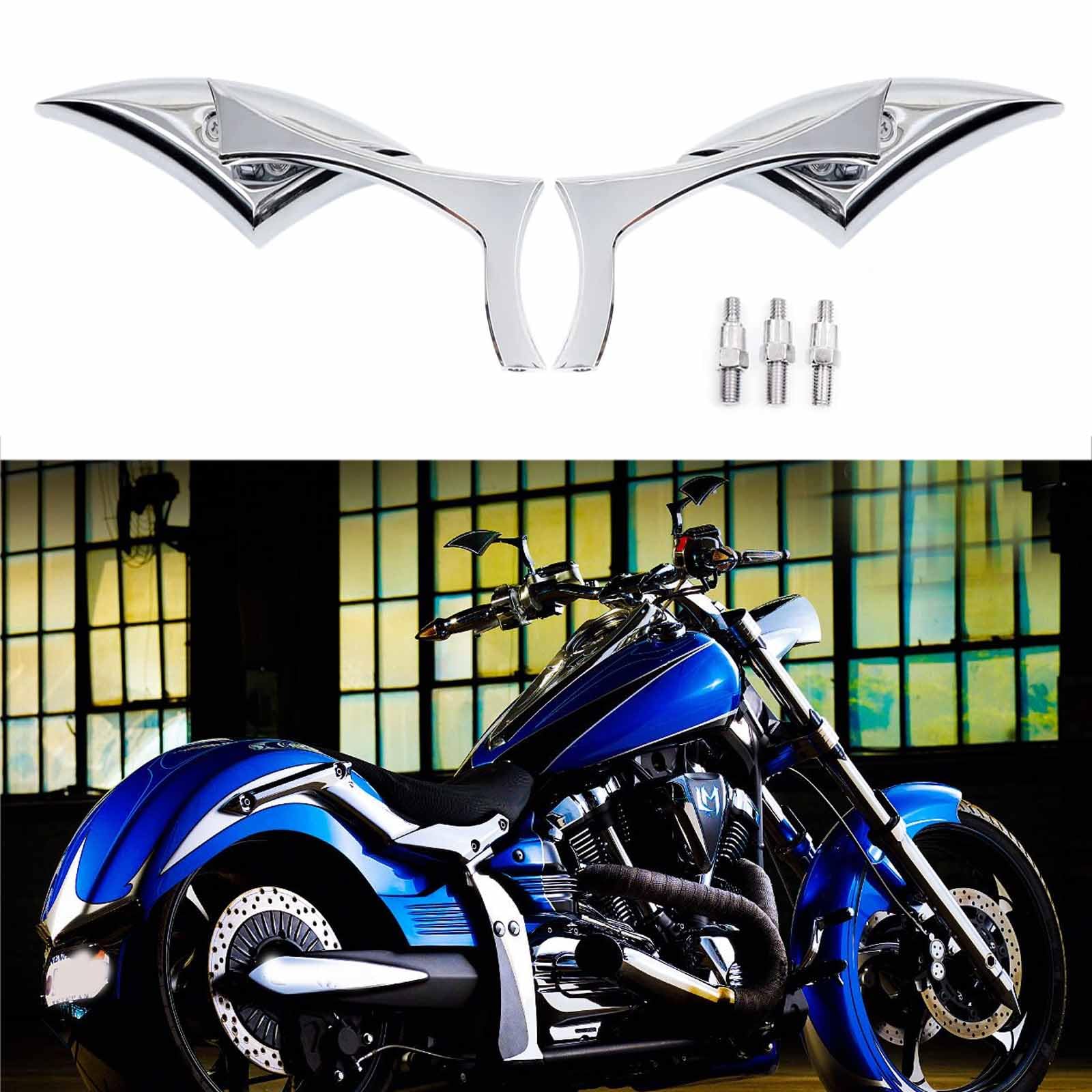 Chrome 8Mm/10Mm Motorcycle Blade Steady Cnc Aluminum Rearview Side Mirrors Compatible With Cruiser Chopper Street Bike Scooter Dirt Bike