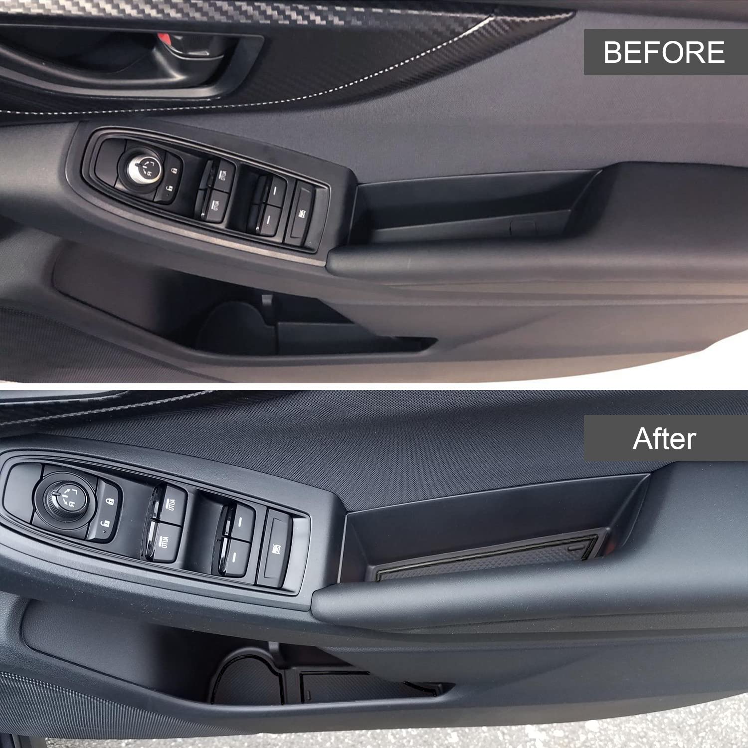 Mochent Cup Holder Insert For Subaru Crosstrek 2023 2022 2021 2020 2019 2018 And For Subaru Impreza 2017-2023 Center Console Mat Non-Slip Door Pocket Liners Interior Accessories (Black)