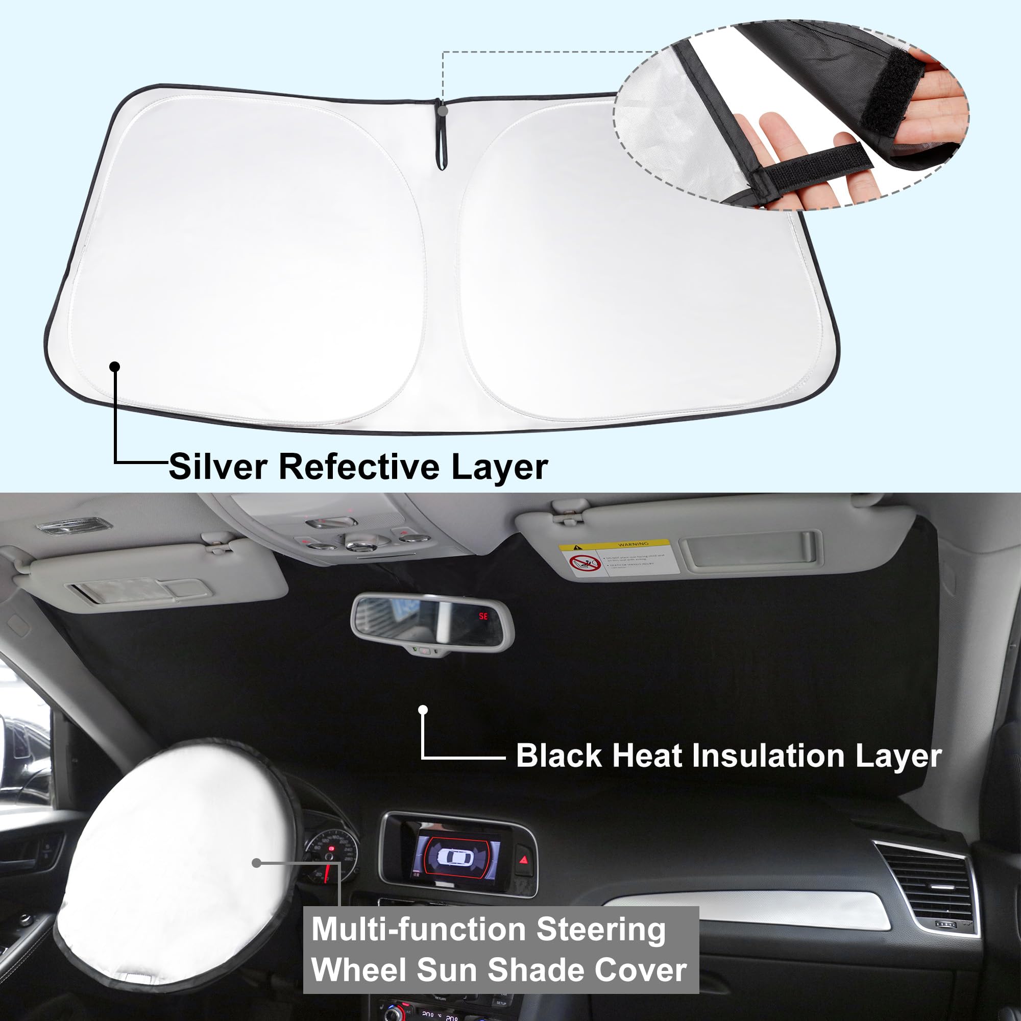 Yycke Windshield Sun Shade Accessories Compatible With 2023-2024 2025 Hrv Hr-V For Honda Foldable Sunshade Sun Visor Blocks Uv