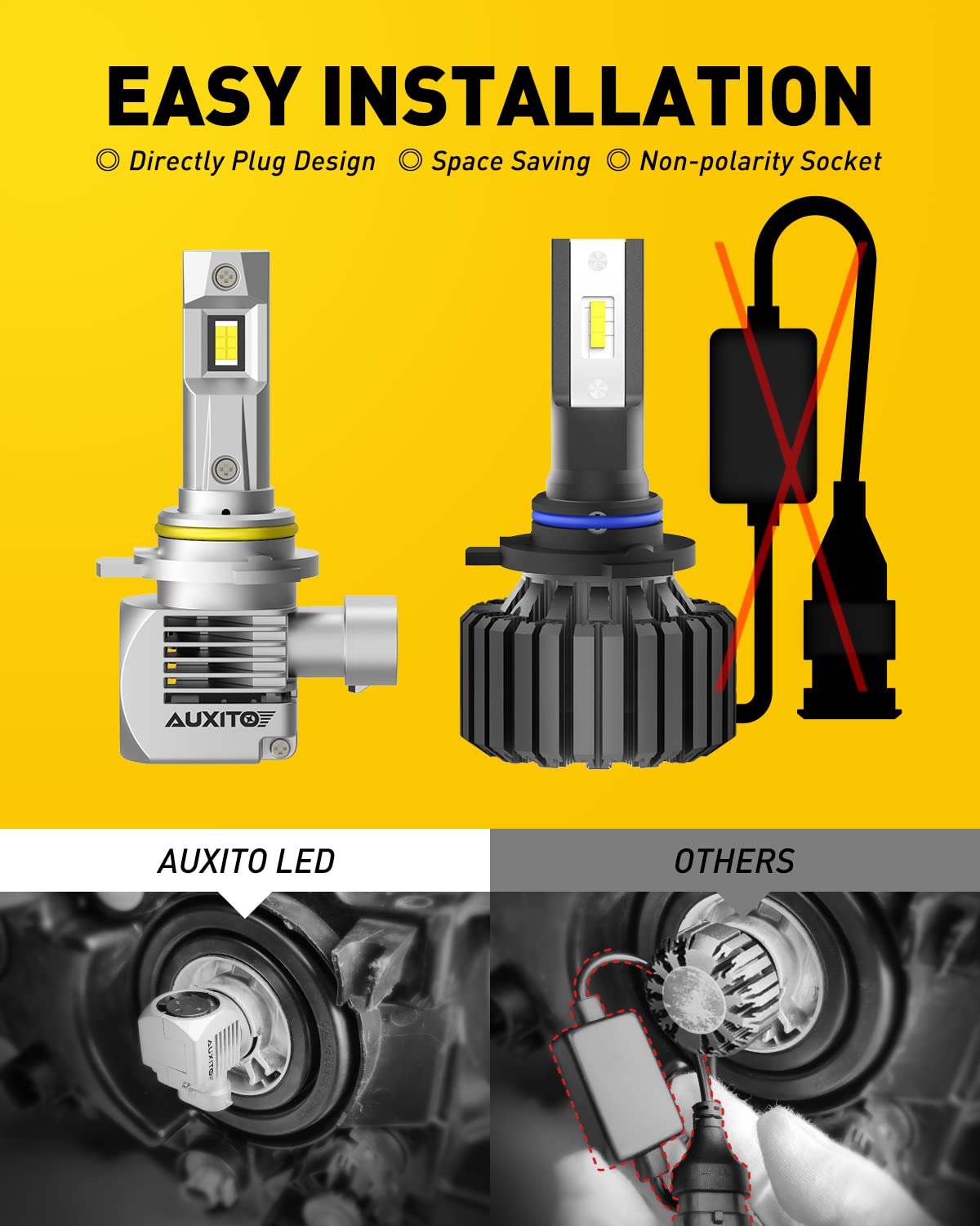 Auxito 9012 Hir2 Bulbs, 30000Lm High Bright 6000K Cool White, Canbus Ready Driving Light With 16000Rpm Cooling Fan, Plug-N-Play