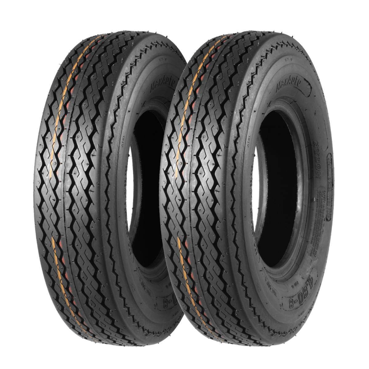 Maxauto Set Of 2 4.80-8 Highway Boat Motorcycle Trailer Tires 4.80X8 6Pr Load Range C, Tubeless