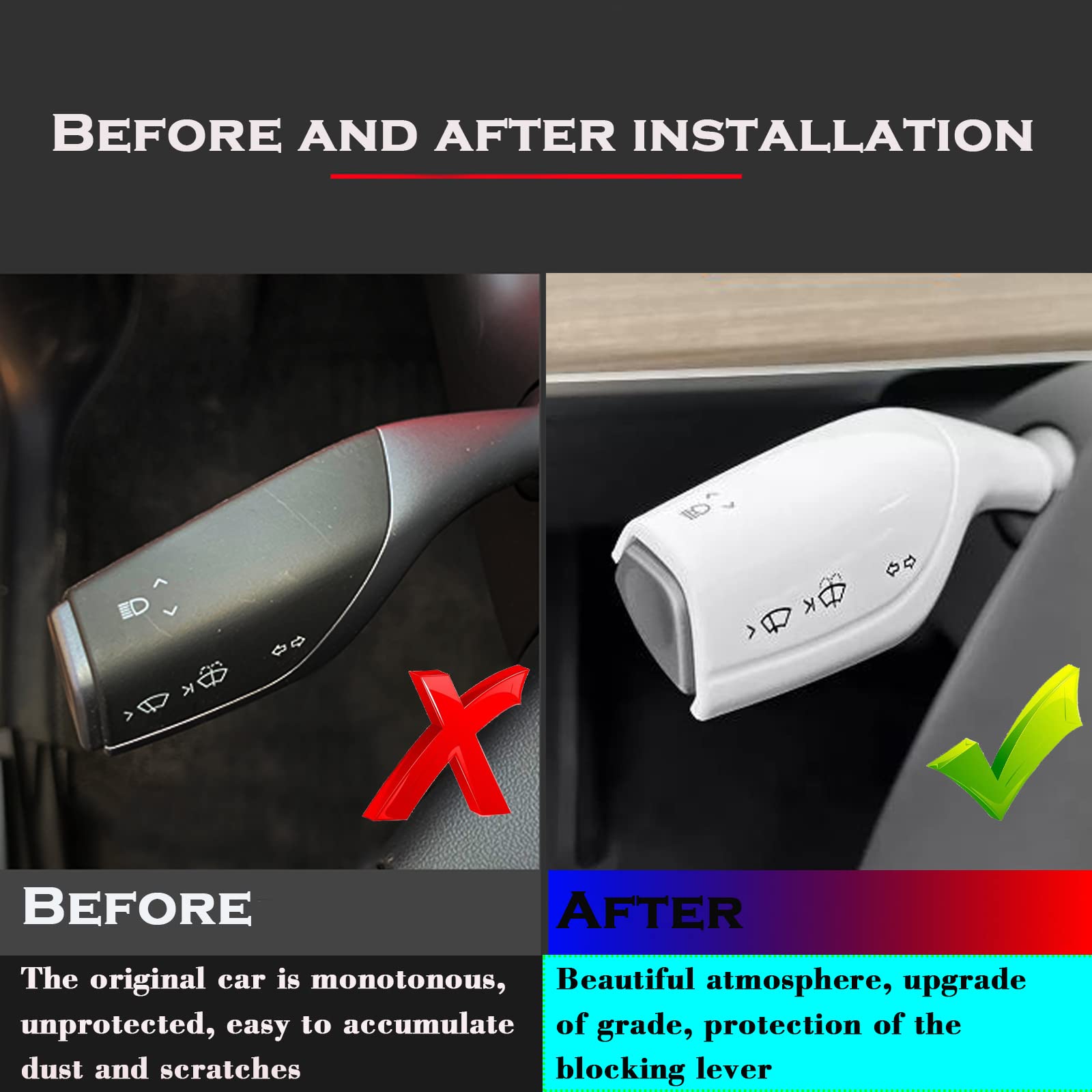 yhcdsea Steering Lever Cover for Tesla Model 3 Model Y, Gear Shift Cover Accessories Gear Lever Decorative Cover for Model 3/Y (