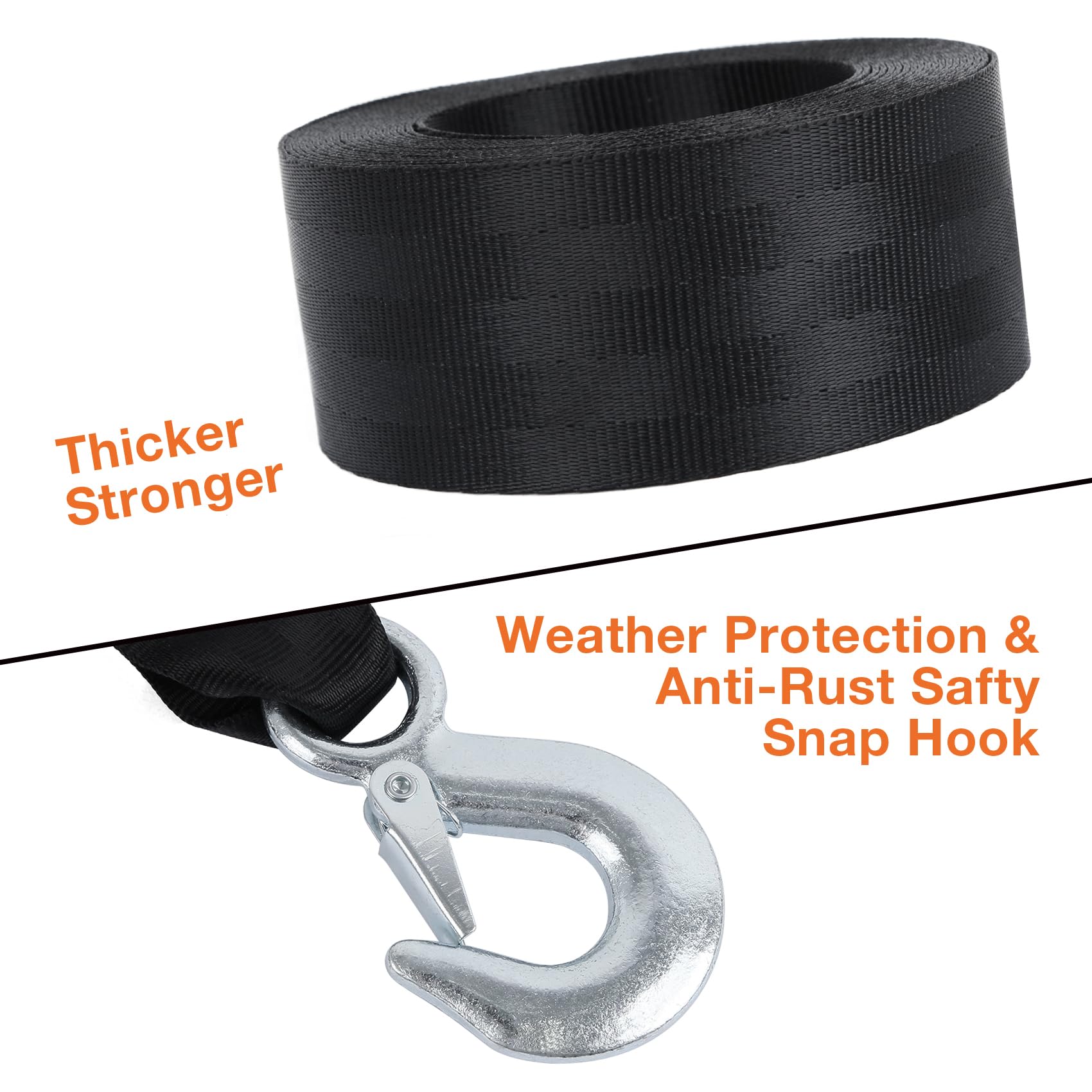 Boat Winch Strap With Hook 2'' X 20 Ft Winch Straps For Fishing Boat Trailer Winch Strap,10000 Lbs Boat Tow Strap For Towing Veh