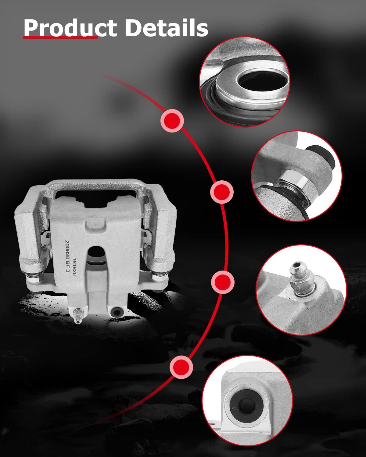 cciyu 18B4970 Rear Left Brake Caliper With Bracket For Chrysler For 300 2005-2021,For Dodge For Challenger 2009-2020,For Dodge F