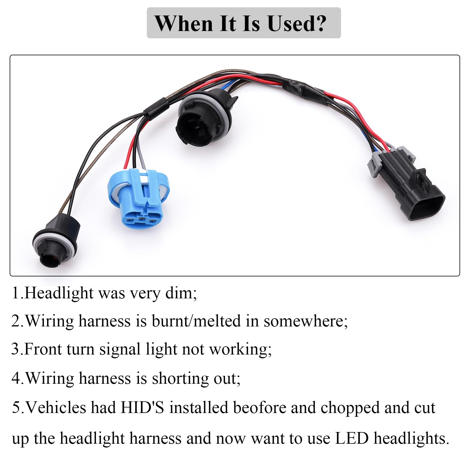 Hoput 645-205 Headlight Wire Harness, Headlight Wiring Harness Headlamp Connector Replace 22740620 22740621 Compatible With Chevy Cobalt Pontiac (1 Set)