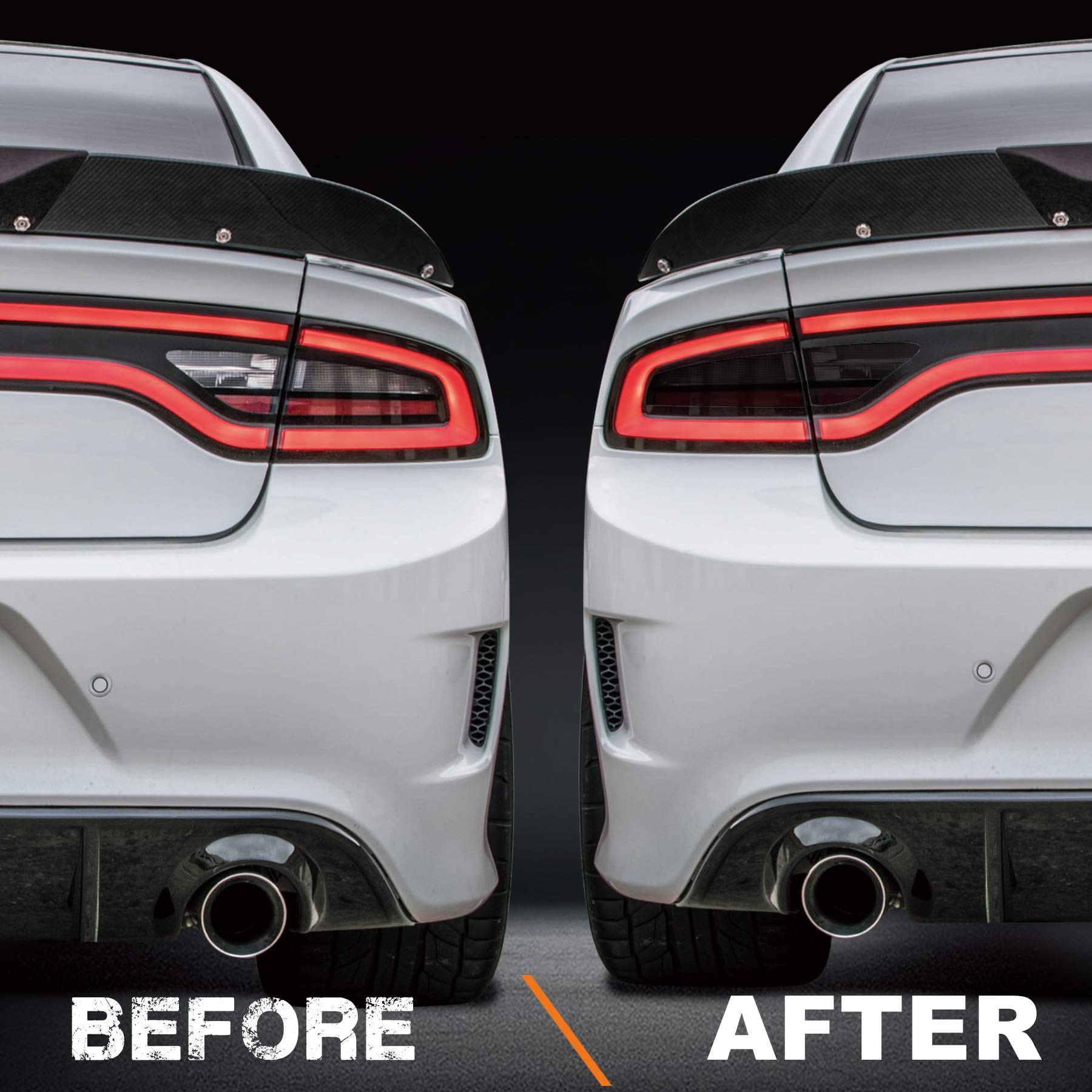 Ndrush Blackout Taillight Vinyl Tint Film, Precut Overlays, Tail Light Wrap Cover Compatible With Dodge Charger 2015 2016 2017 2