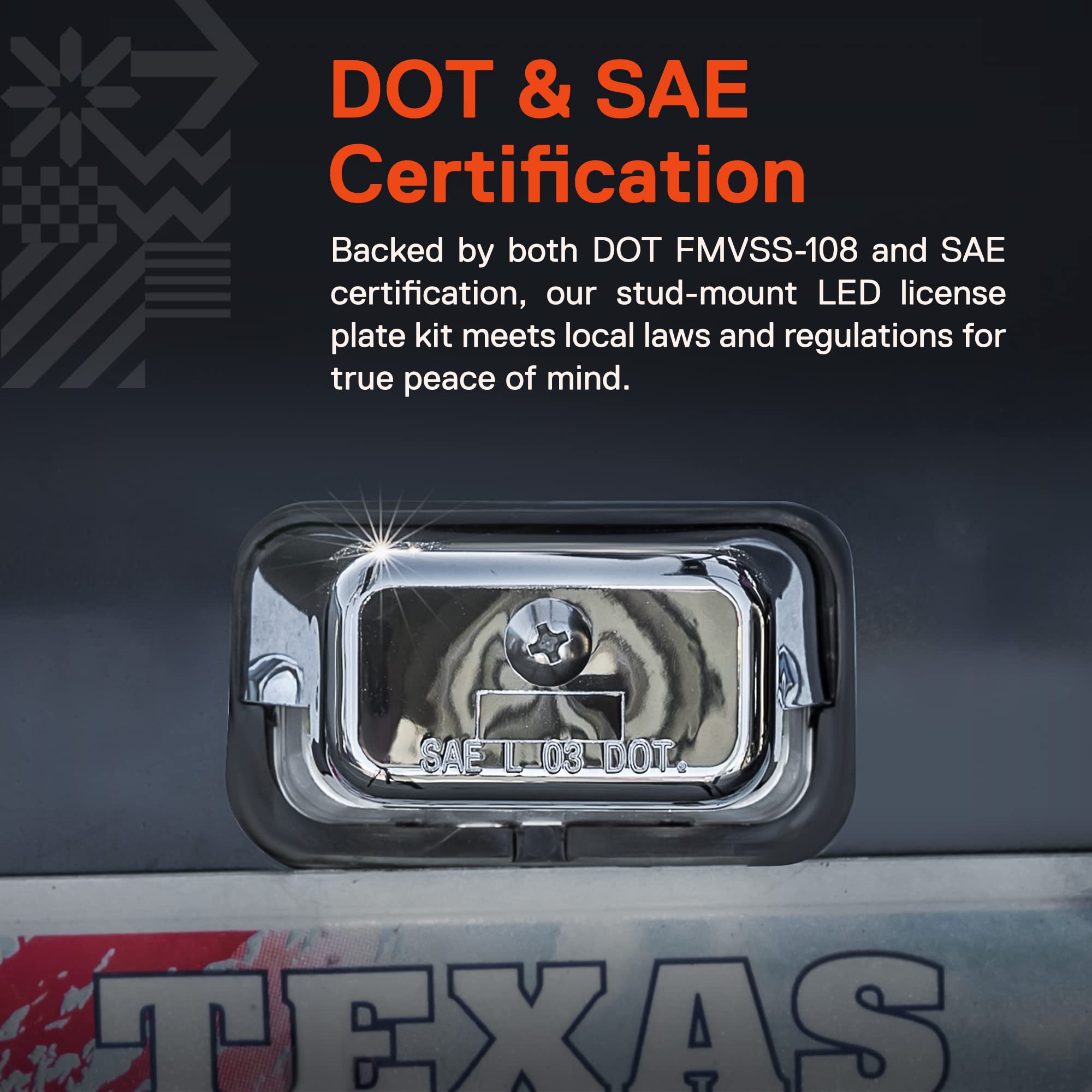 True Mods Chrome Led License Plate Boat Trailer Light [Stud Mount] [Dot Fmvss 108] [Sae L] [Waterproof] [12V Dc] Universal Subme