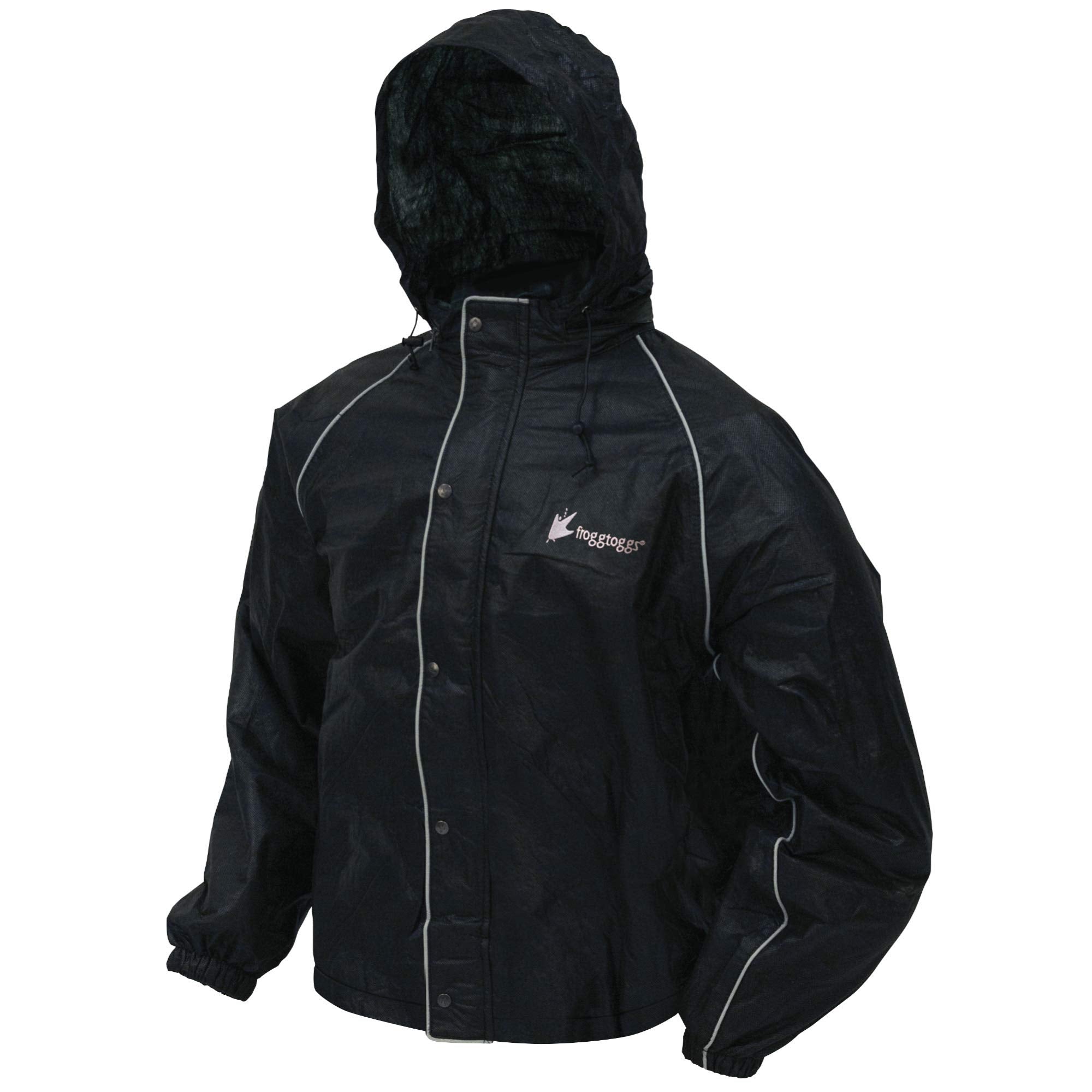 Frogg Toggs Road Toad Reflective Waterproof Rain Jacket, Black, Medium