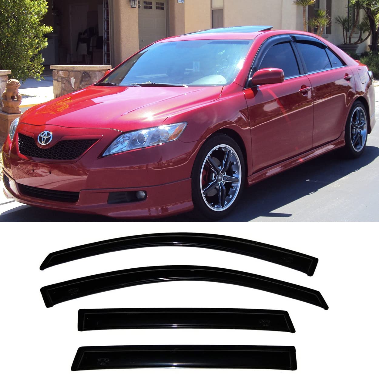 Kucaruce 94425 Side Window Wind Deflector,4pcs Outside Mount Tape-On Sun Rain Guards Set,Dark Smoke Nice Window Visor fit for 20