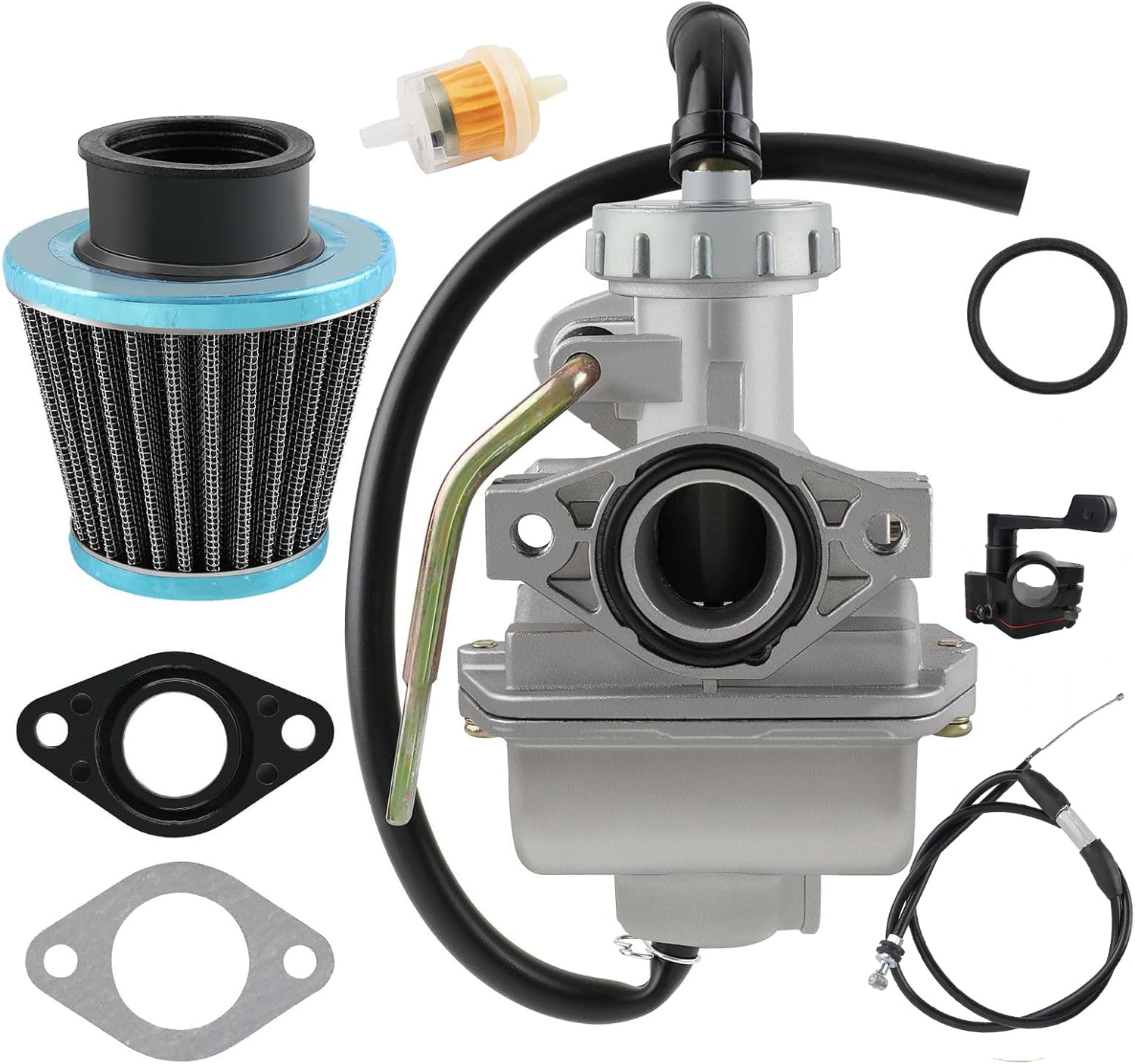 MOTOALL PZ20 Carburetor and Thumb Throttle Cable Accelerator Handle Assembly for TaoTao NST SunL Kazuma Baja 50cc 70cc 90cc 110c