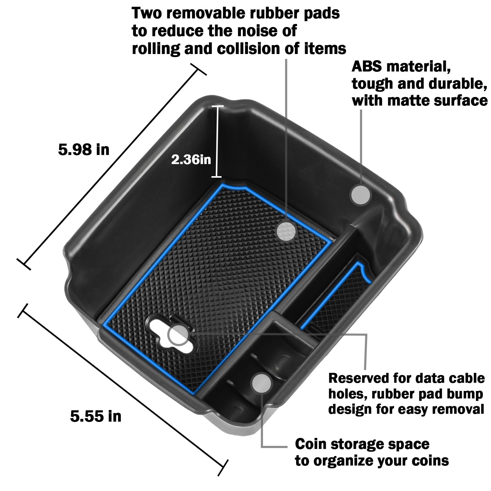 Tacorbo Center Console Organizer Compatible With 2022 2023 2024 Taos And 2018 2019 2020 2021 2022 2023 2024 Tiguan Accessories Armrest Secondary Storage Box, Interior Abs Insert Glove Box Tray
