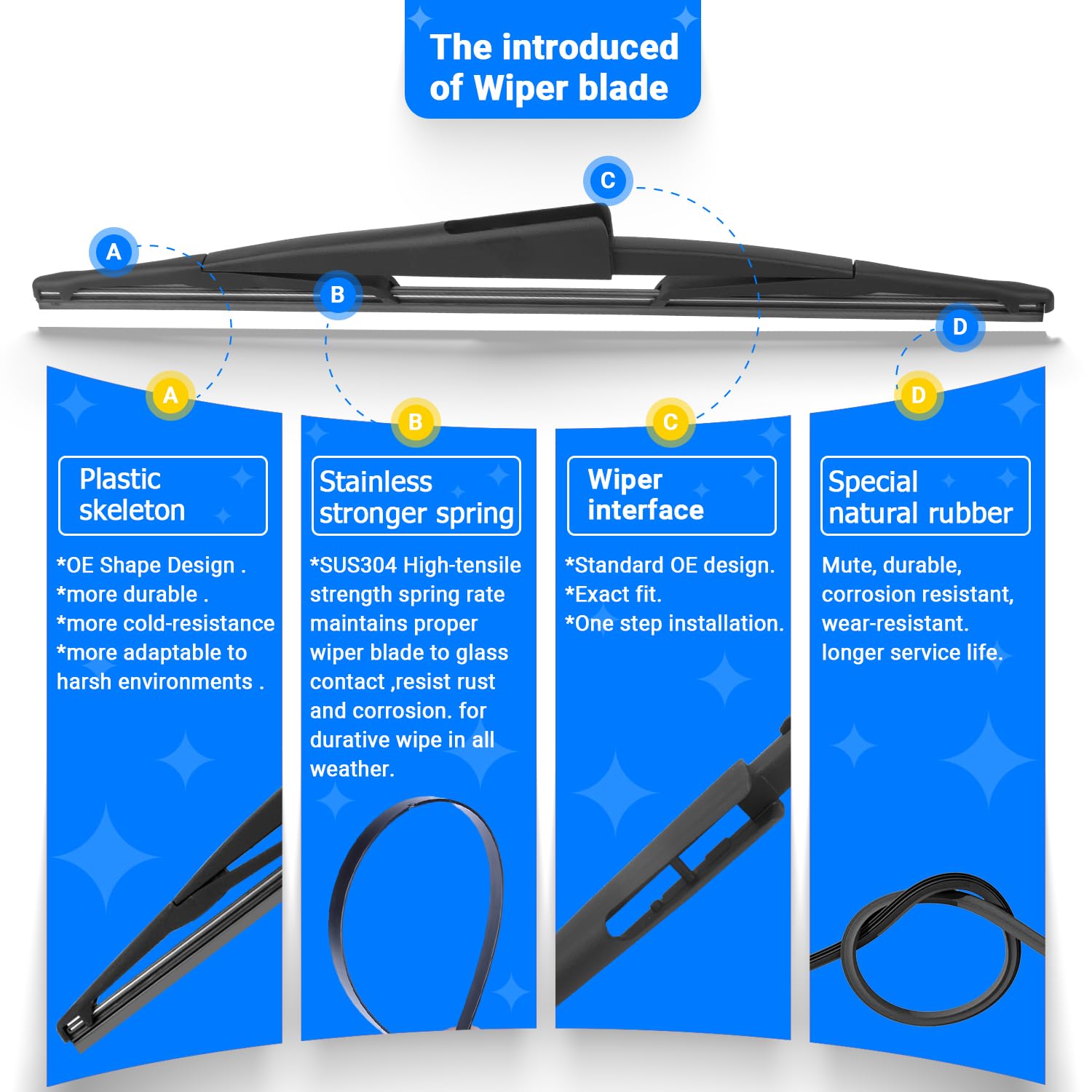 Raintok Windshield Wiper Blades Replacement For 2009-2016 Ford Expedition Lincoln Navigator Original Factory Quality Front Rear