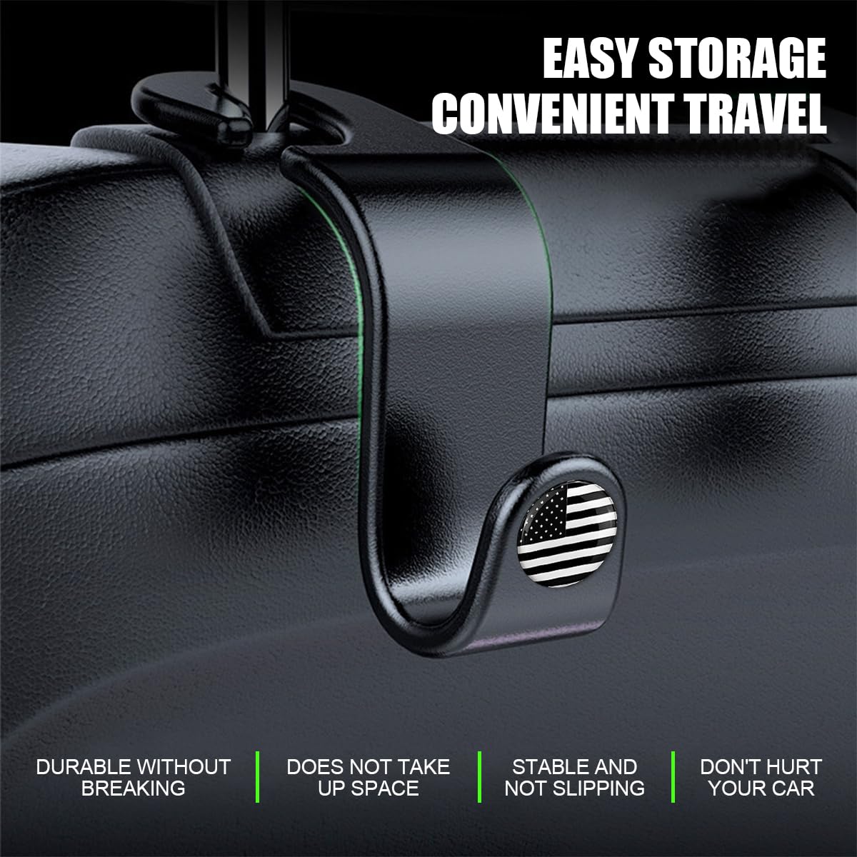 4Pcs Car Seat Headrest Hooks, Auto Back Seat Hanger Holder, Durable Stylish Vehicle Organizer Universal Car Interior Accessories