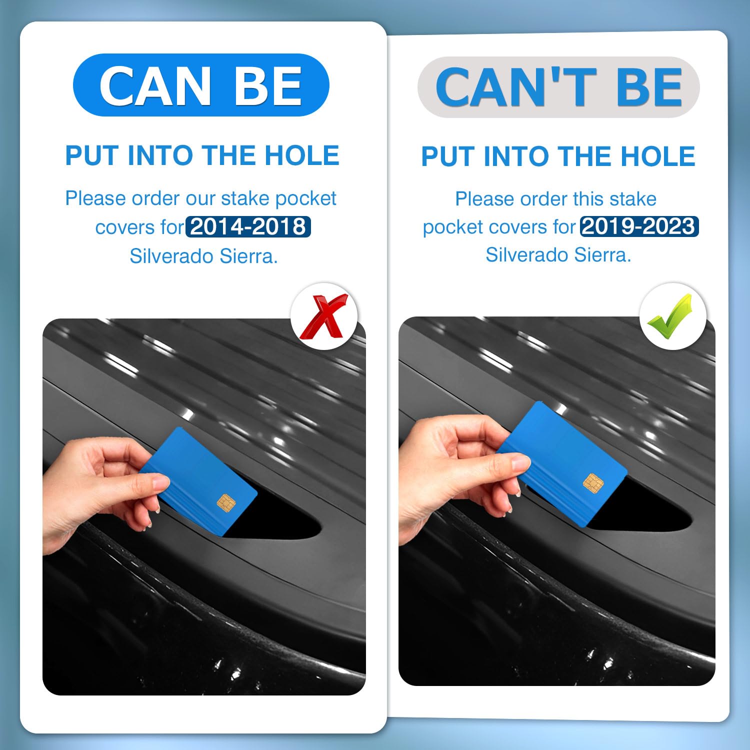 Shademax Stake Pocket Covers Custom Fit for 2019-2023 GMC Sierra 1500 Chevrolet Silverado 1500 2500HD 3500HD Truck Bed Rail Hole