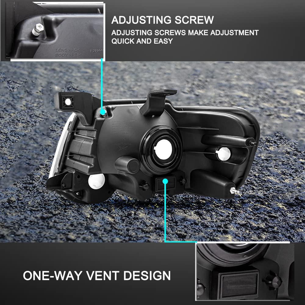 Bryght Headlight Assembly Fit For 2006 To 2010 Ford Explorer Driver And Passenger Side (Black Housing With Amber Reflector)