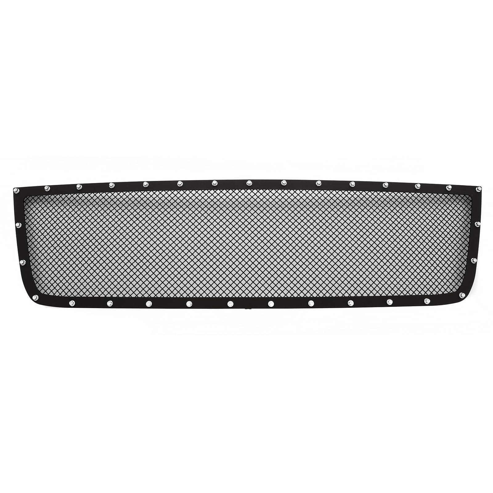 Aps Premium Stainless Steel Black Mesh Rivet Grille Insert Compatible With Chevy Silverado 1500 2500 3500 Hd 2005-2006 & 07 Clas