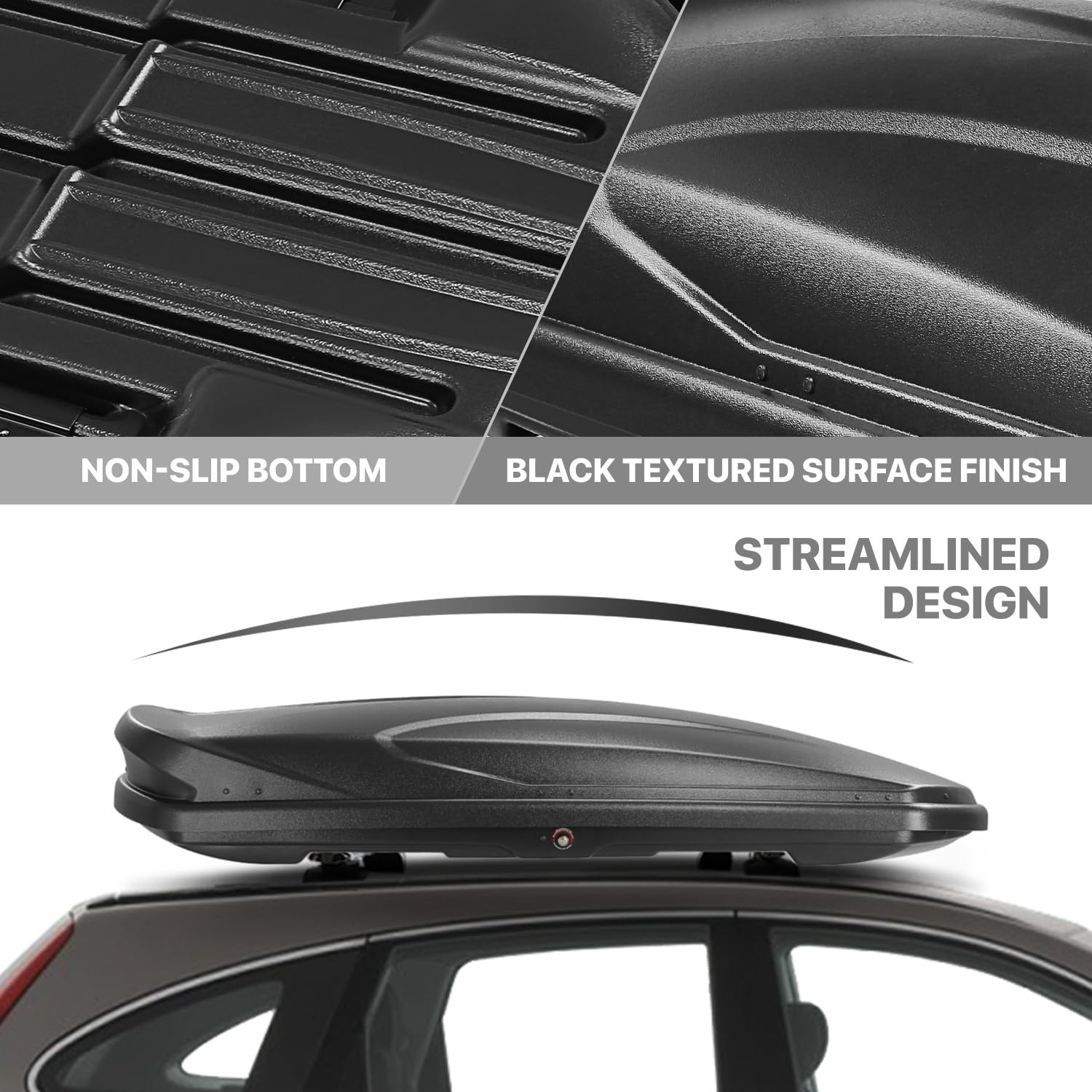 DNA MOTORING Rooftop Cargo Lock Box Carrier Lockable Heavy Duty Car Top Storage Case, Capacity 110 Lbs, 72'' x 30'' x 12'' (L x