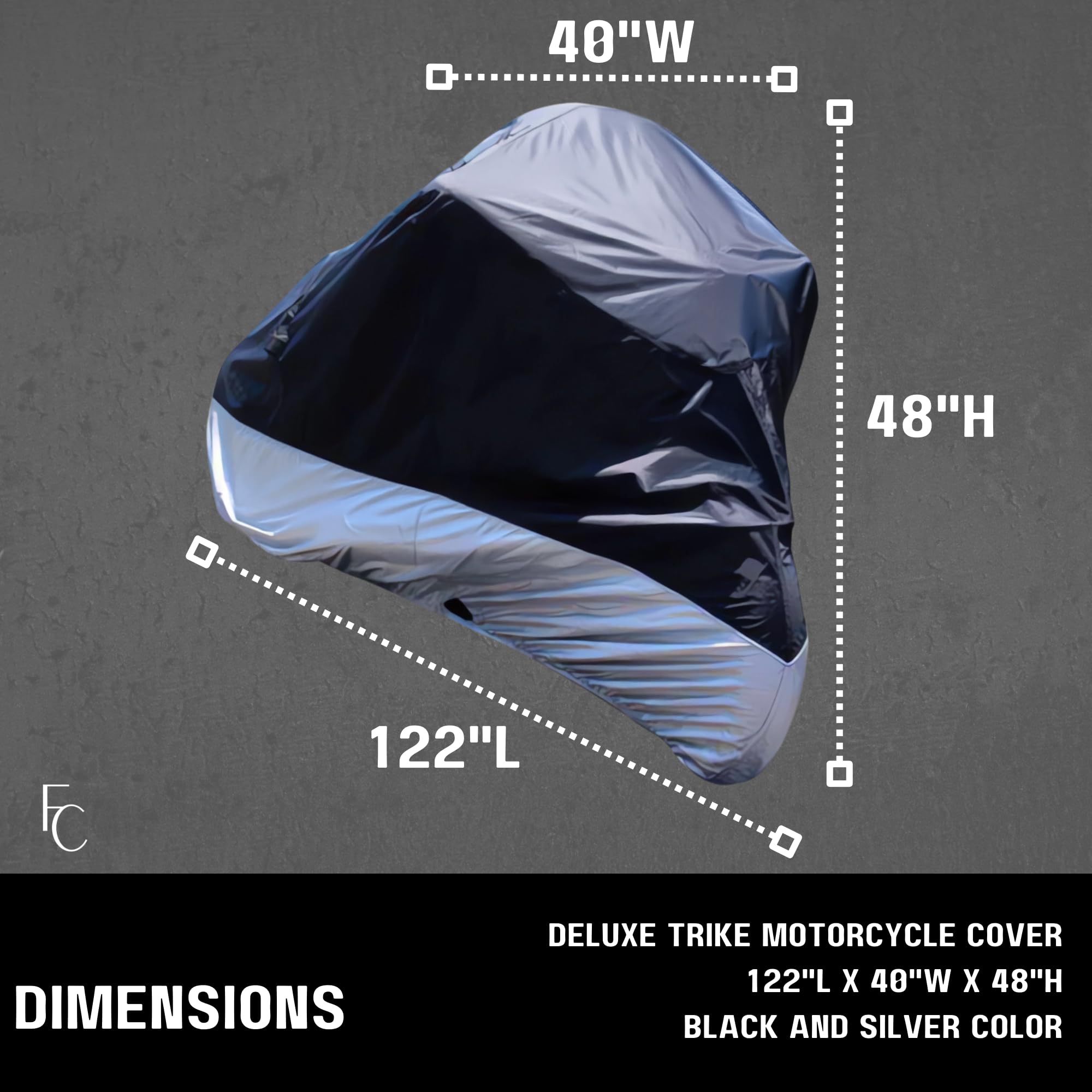 Formosa Xl Trike Motorcycle Cover - Cotton Windshield Protection, Water-Resistant, All-Season, Heavy Duty - Fits Harley Davidson