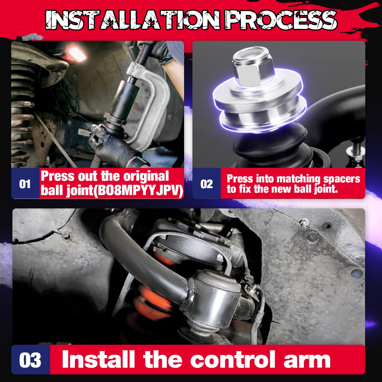 KSP Upper Control Arms for Ram 1500, 2-4inch Lift Tubular Suspension Arms with Metal to Metal Ball Joint fit D-odge1500 2WD 4WD