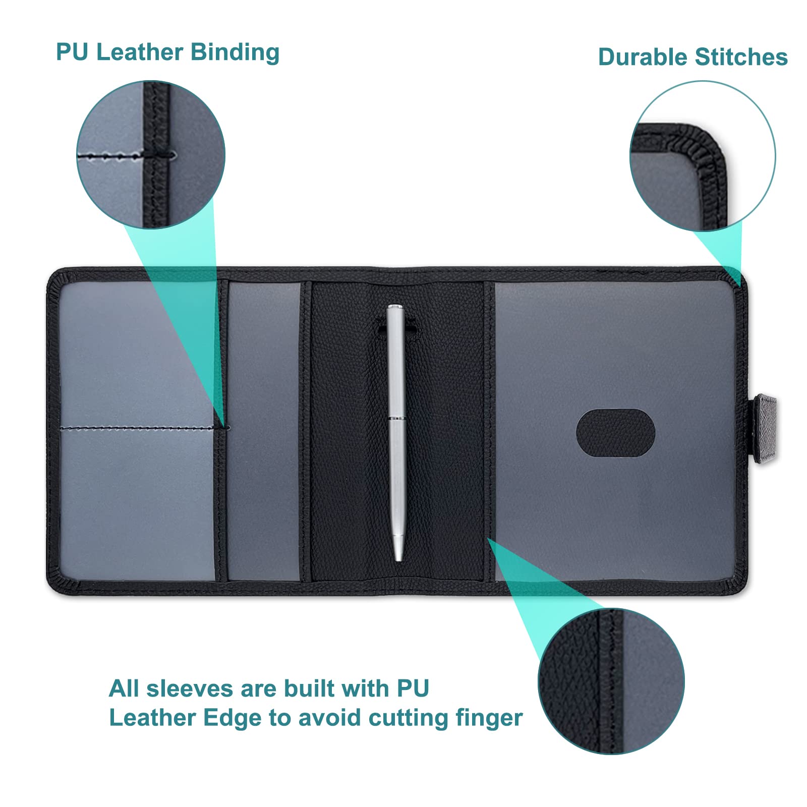 Yaviv Car Registration And Insurance Holder, Premium Leather Car Document Organizer Cool Car Accessories For Cards, Essential Document And Driver License, Black-1