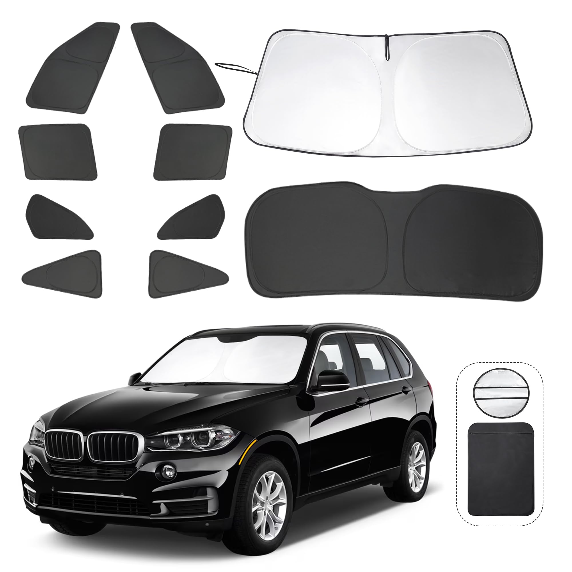 10Pcs Yycke Window Shades For X5 2014-2018 For Bmw Accessories Full Windows Rear Triangular Windshield Sun Shade Sun Uv Rays Pri