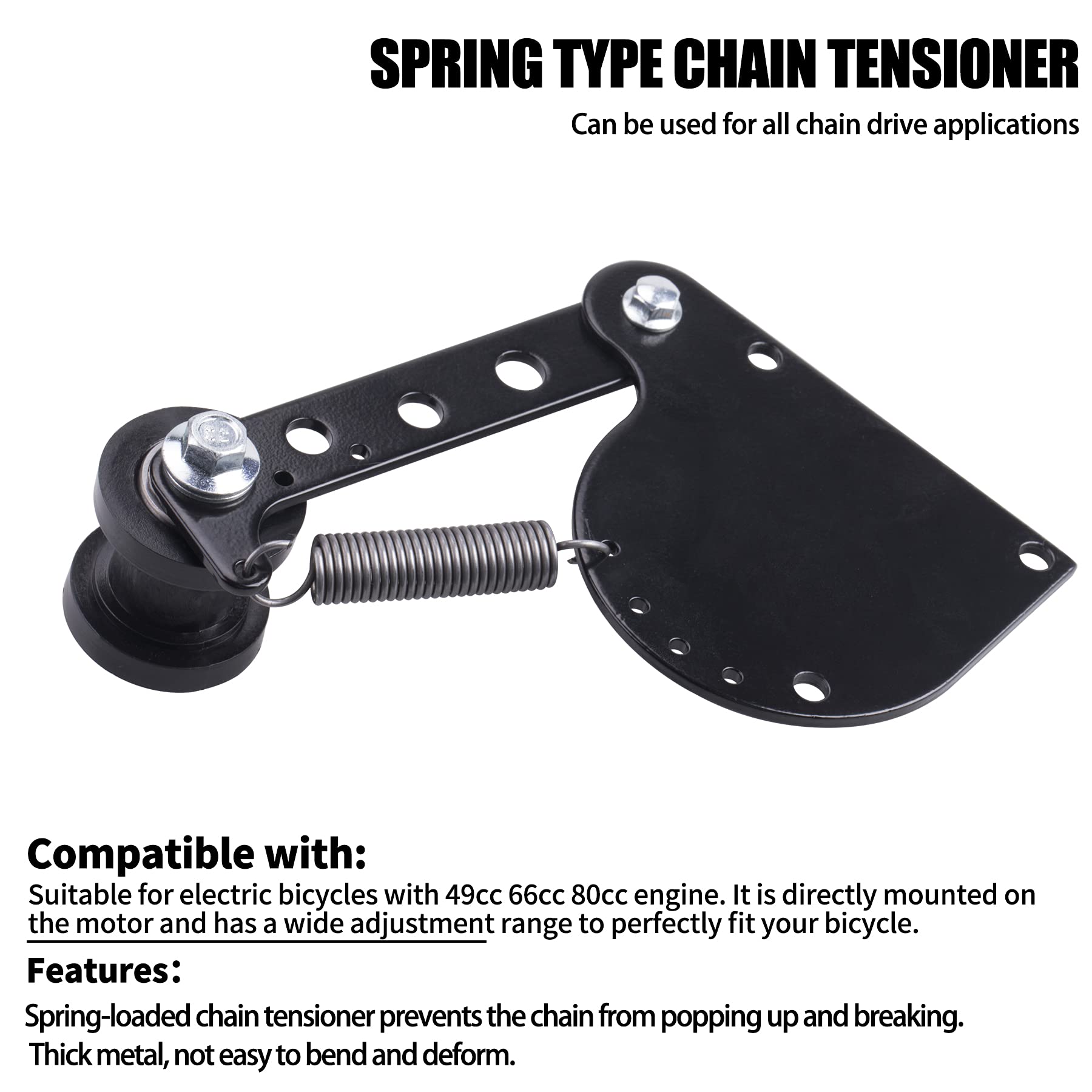 Cncmotok Spring Loaded Chain Tensioner Fit For 49Cc 66Cc 80Cc Engine Motorized Bike 2 Stroke Engine (Black)