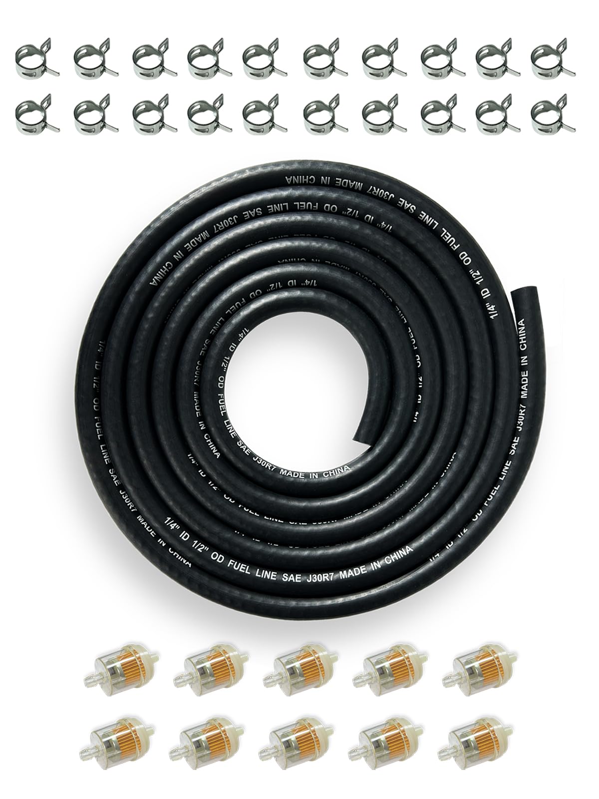 Yamakato 1/4 Fuel Hose Line Nbr Reinforced Sae J30R7 30 Feet Rubber Tubing