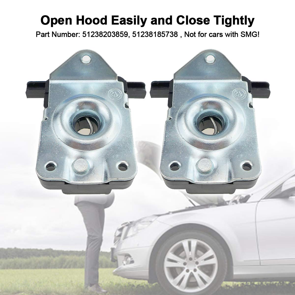 2Pcs Lower Hood Lock Catch Latch 51238203859 51238185738 Fit For Bmw E39 525 528I E46 323 328 330I X5 M3 M5 Z8, Left And Right Side Lower Engine Cover Hood Latch Kit