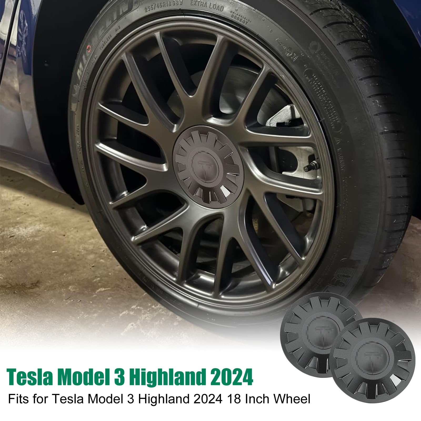 Roccs 4 Pack Wheel Center Cap For Model 3 2024 Highland Wheel Hub Cover Wheel Center Cap Kit Model 3 Center Replacement Exterior