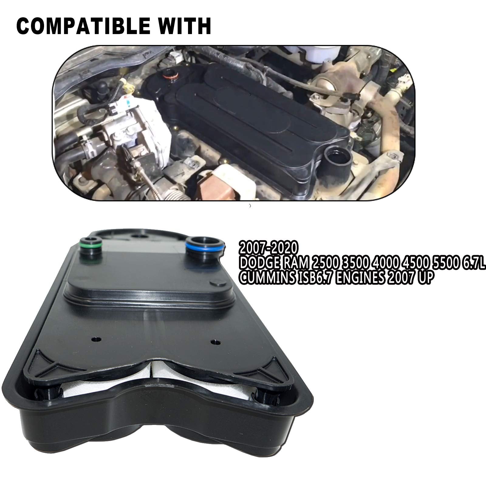 HRepair 6.7 Cummins Diesel CCV Filter - Crankcase Filter for Dodge Ram 2500/3500/4500/5500, Black, Model XJJH-885