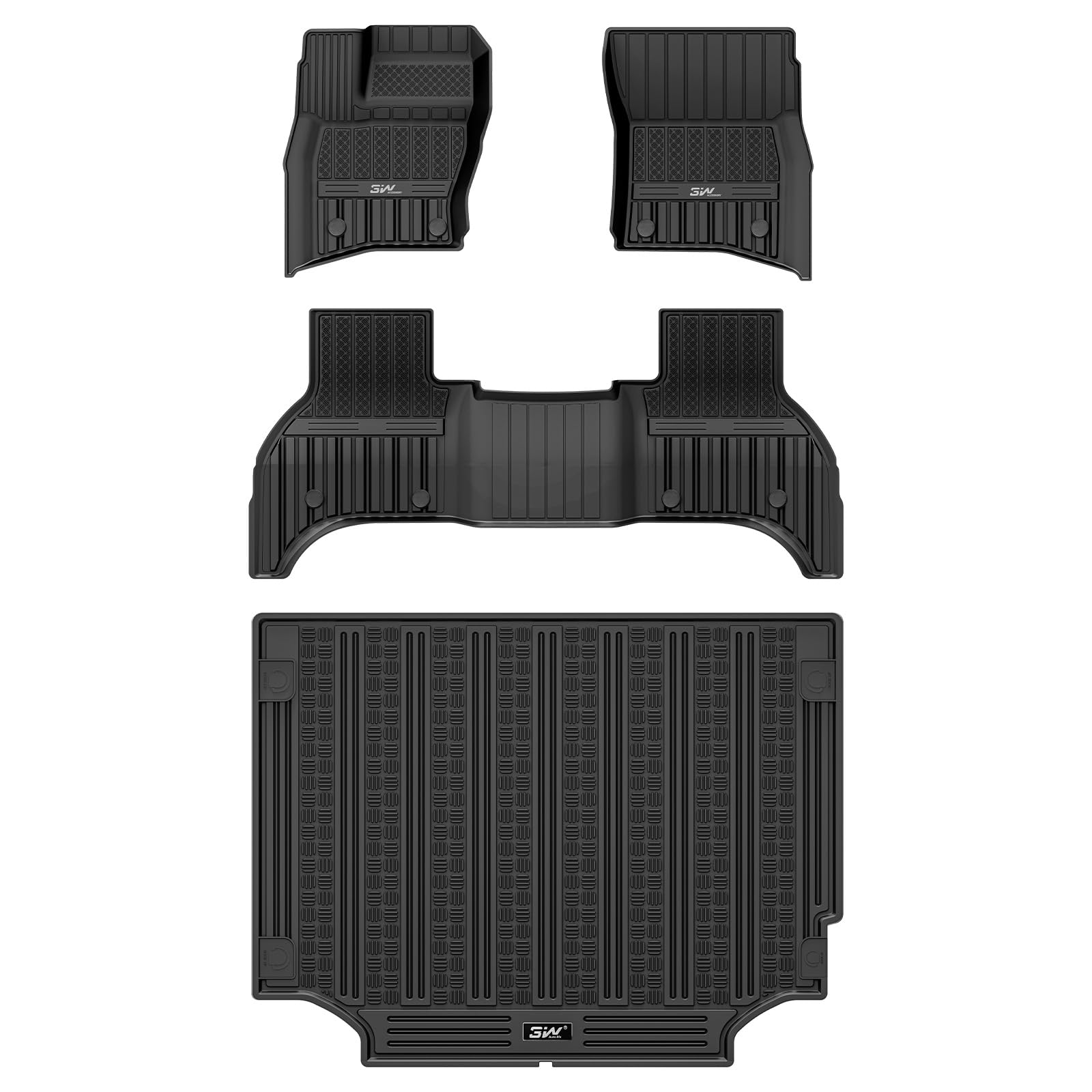 3W Floor Mats&Cargo Liner Fit Land Rover/Range Rover Defender 110 2020-2024 2025 (Not For Defender 110S/Rubber Flooring), Tpe Al