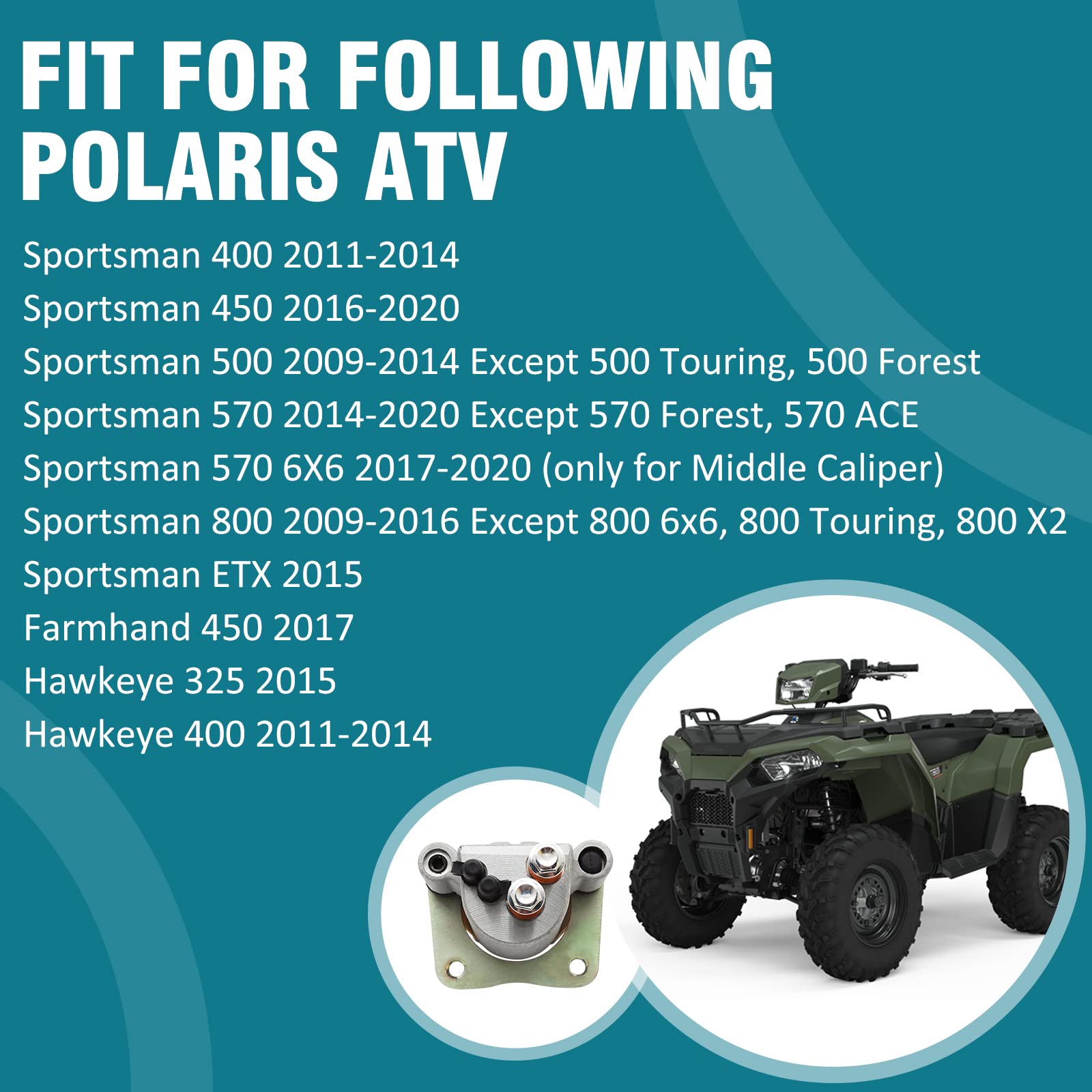 1911415 Rear Brake Caliper Assembly For Polaris Sportsman 400 450 500 570 800 Farmhand 450 Hawkeye 325 400