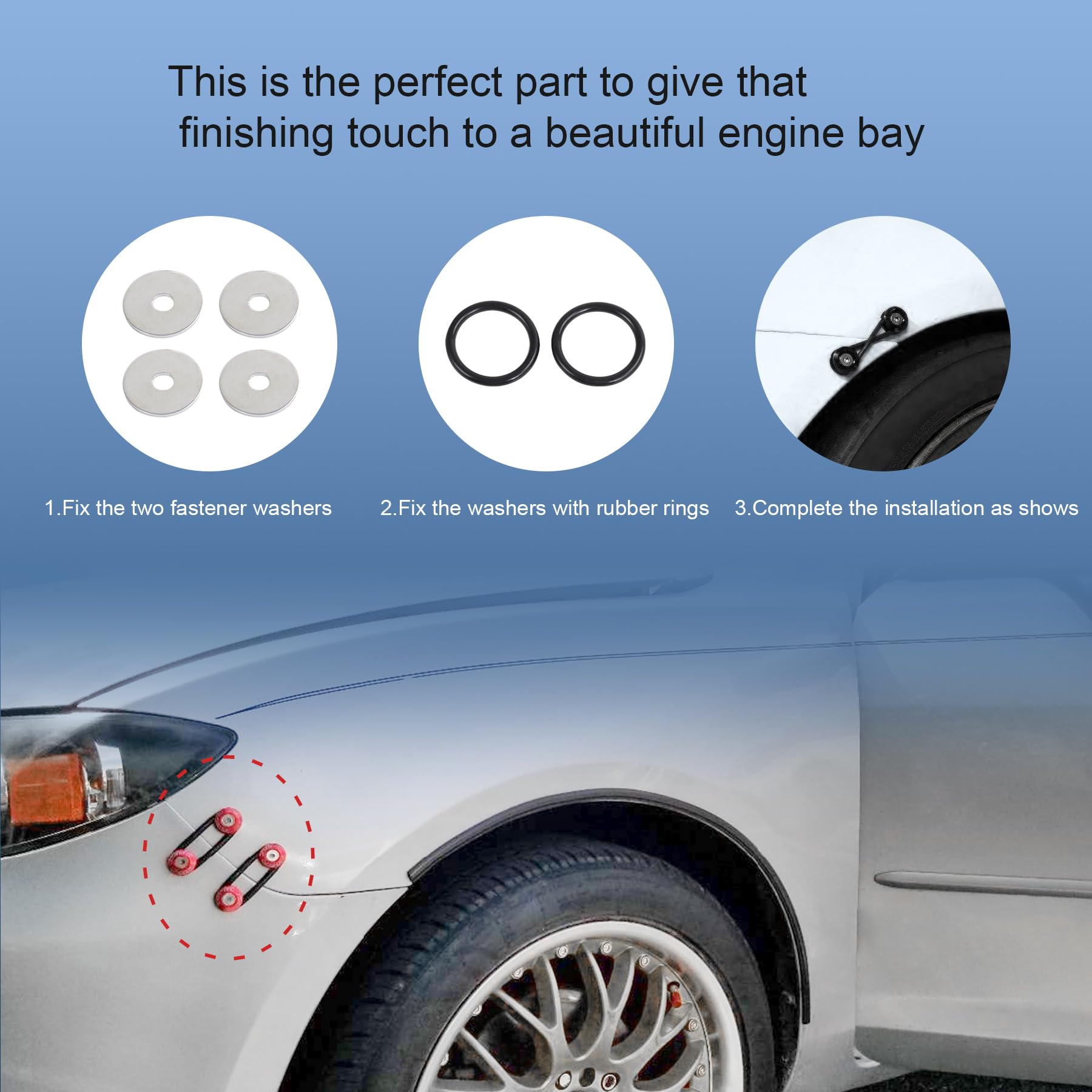 Jdmspeed Red Universal Cnc Billet Bumper Trunk Quick Release Fastener Kit