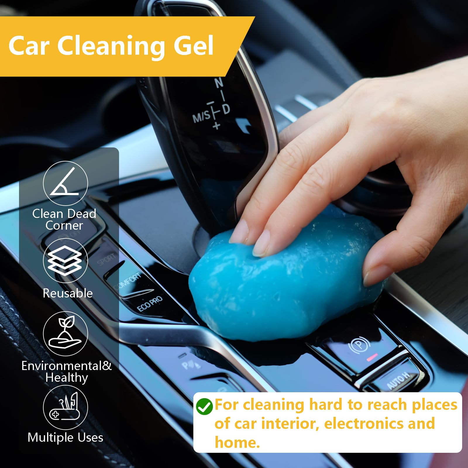 Gven Car Detailing Brush Set Car Cleaning Gel Interior Kit Auto Dust Brush Air Vent Duster & Soft Dust Remover Wheel Brush Inter