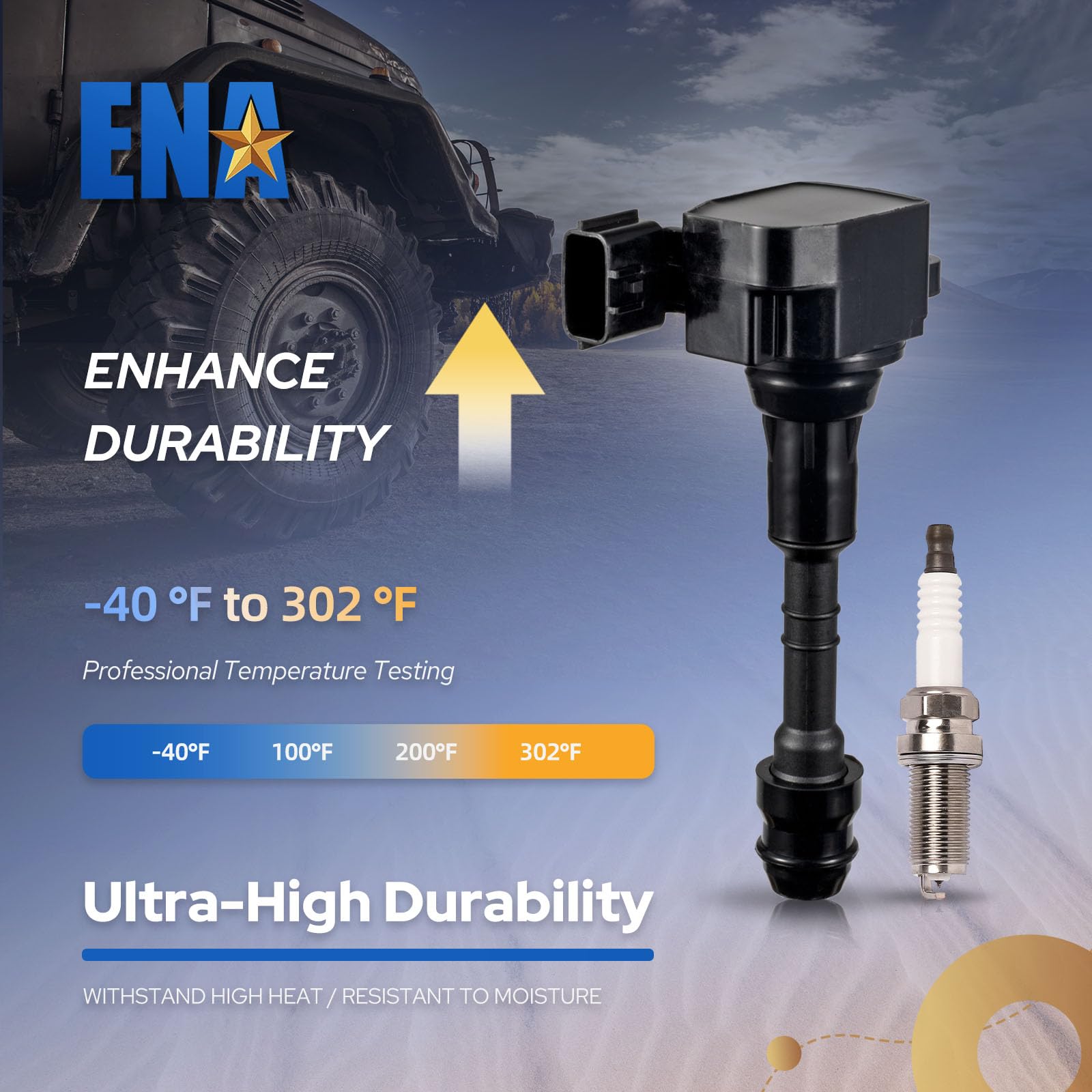 Ena Set Of 6 Ignition Coil And Iridium Spark Plug Compatible With Nissan Infiniti Frontier Nv1500 Nv2500 Nv3500 Xterra Pathfinde