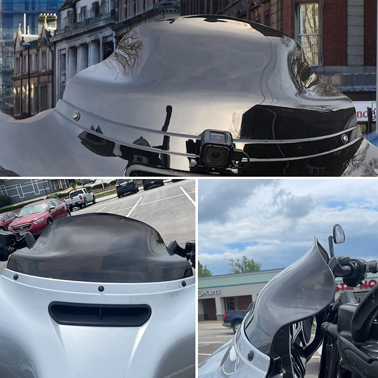 9'' Smoked Dark Wave Windshield Windscreen Wind Splitter Fit For Harley Touring Electra Glide Street Glide 2014 2015 2016 2017 2