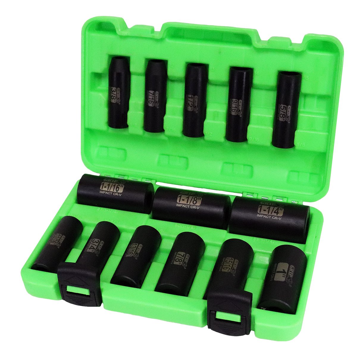 GRIP 73580 1/2-Inch SAE Deep Impact Socket Set, Black Oxide, 15-Piece
