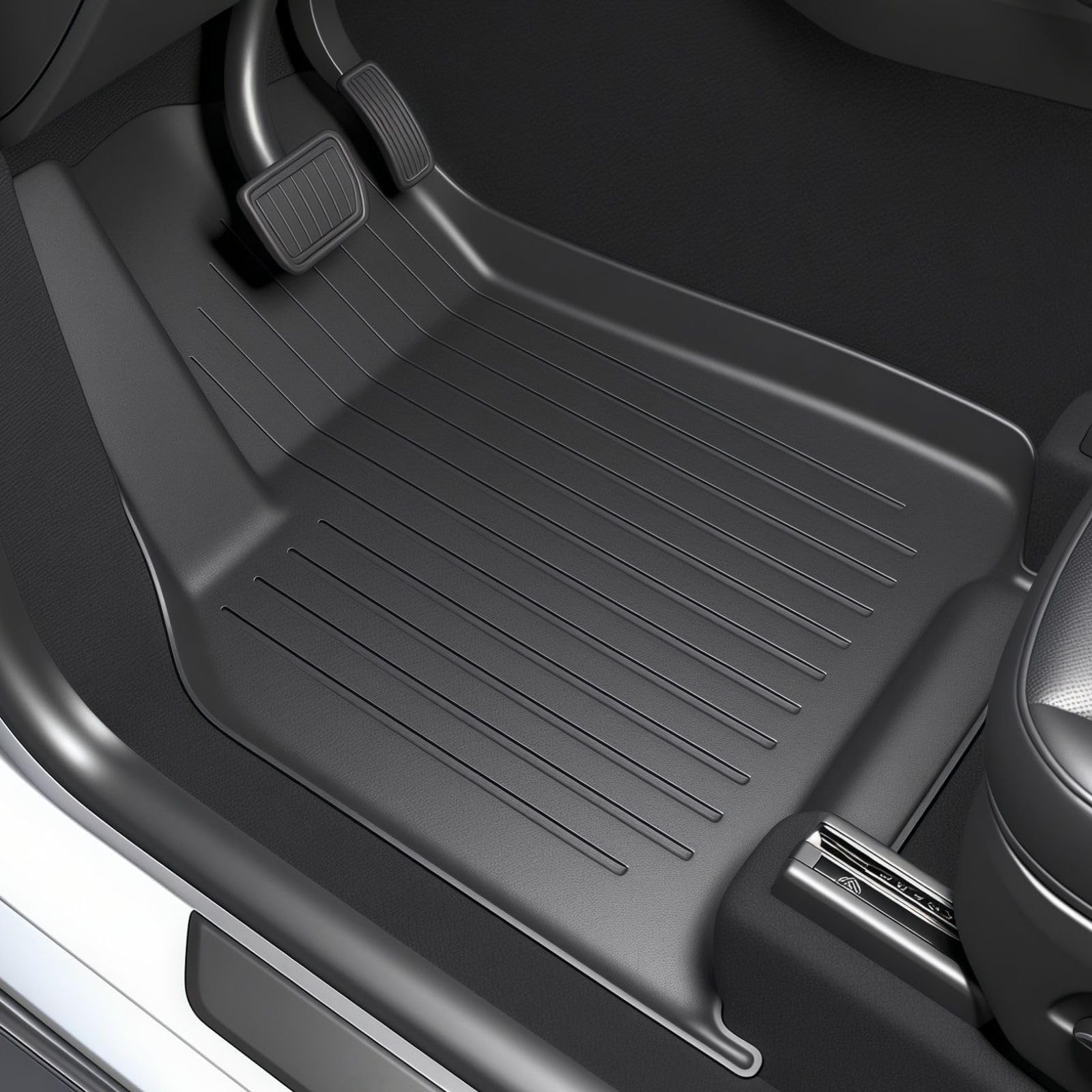 SUPER LINER Floor Mats for Tesla Model Y 5 Seats 2021 2022 2023 2024 | 6-Piece Set Extra-Thick TPE All-Weather Floor & Cargo Lin