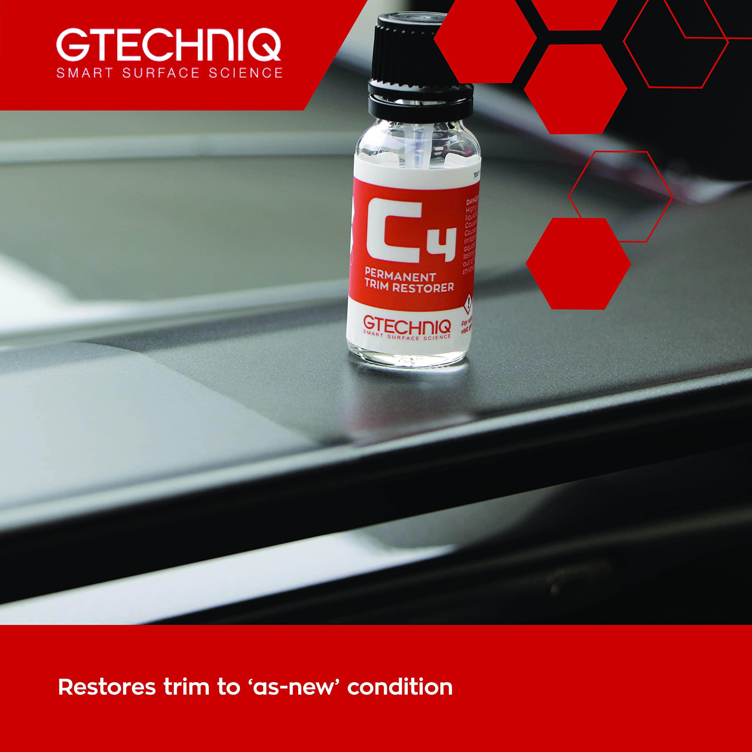 Gtechniq C4 Permanent Trim Restorer 15Ml - Revitalize Tired, Faded, Discoloured Car And Vehicle Trim - Premium Weather Protectio