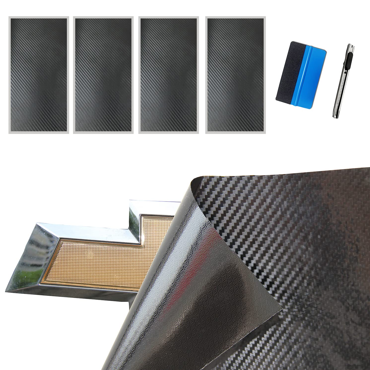 LZLRUN Compatible with Bowtie Logo Wrap Stickers Cut-Your-Own Emblem Overlay DIY Decals for Chevy (11.8 Inch x 4 Inch) (Black Ca