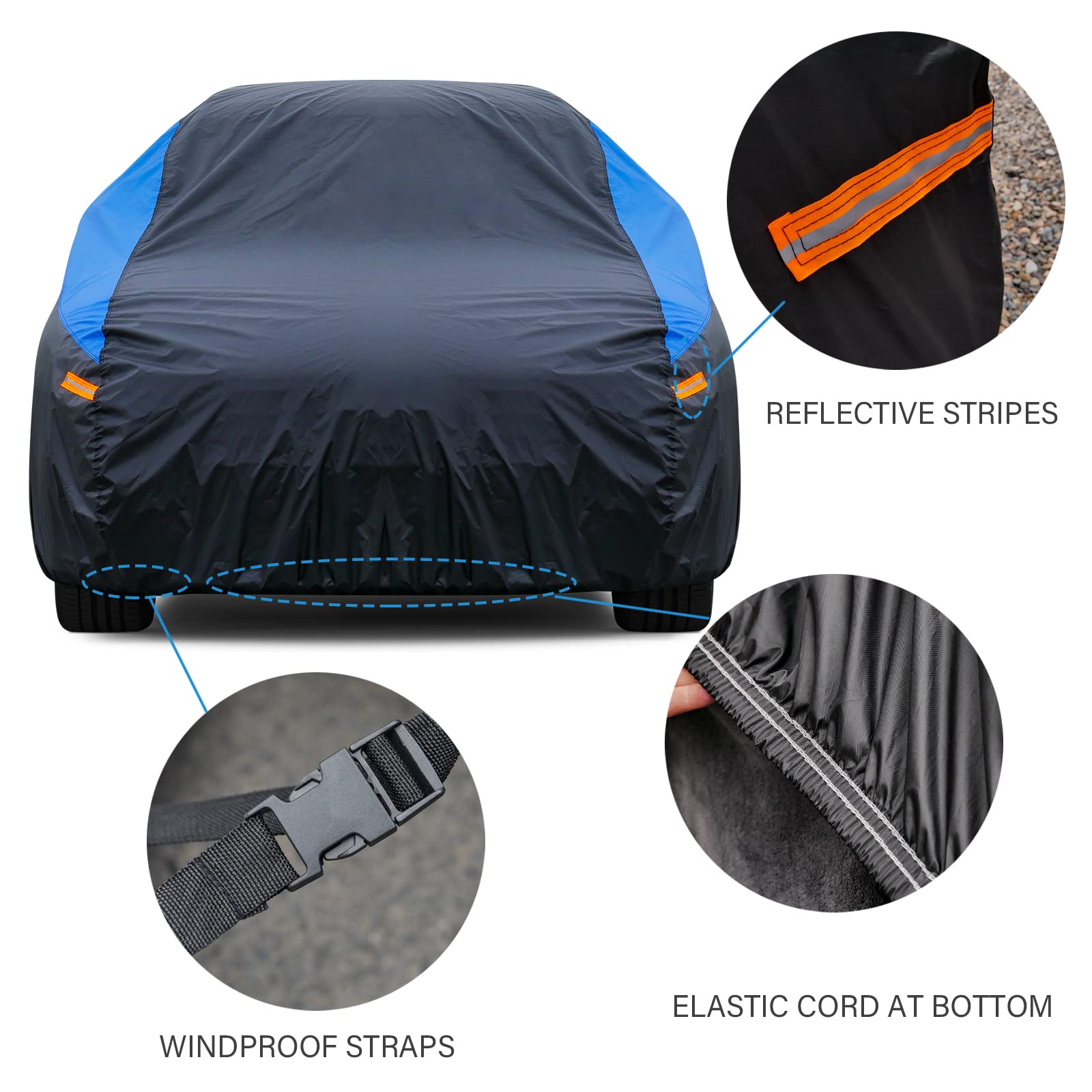Gunhyi Car Cover For Automobiles All Weather Waterproof, Universal Fit Sedan Buick Roadmaster/Riviera, Chevrolet Caprice, Ford C