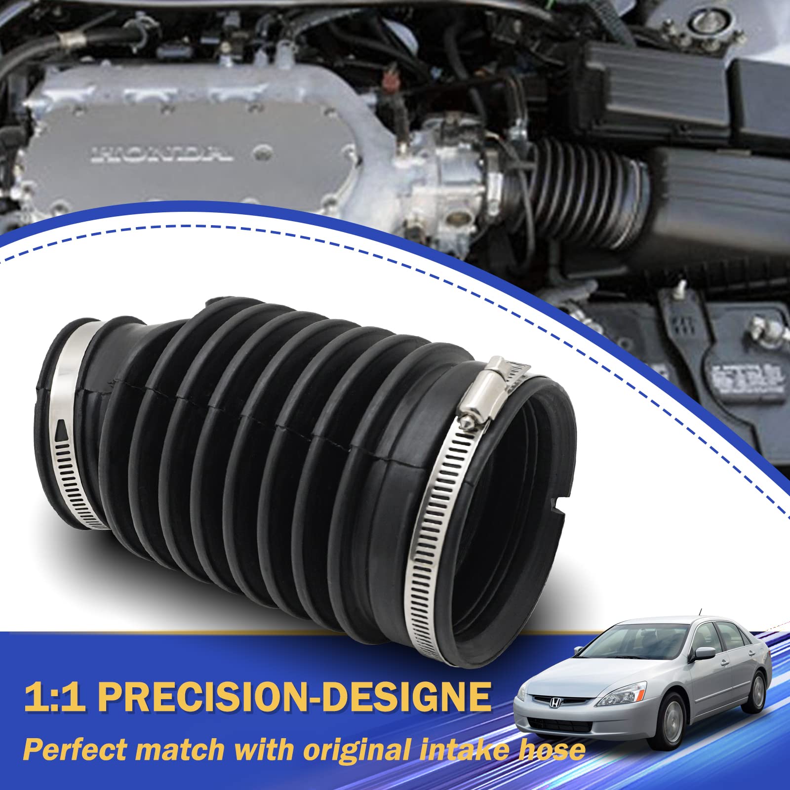 696-001 Air Cleaner Intake Hose Tube With Clamps For 2004-2006 Acura Tl V6 3.2L -2003-2007 Honda Accord V6 3.0L 17228-Rca-A00