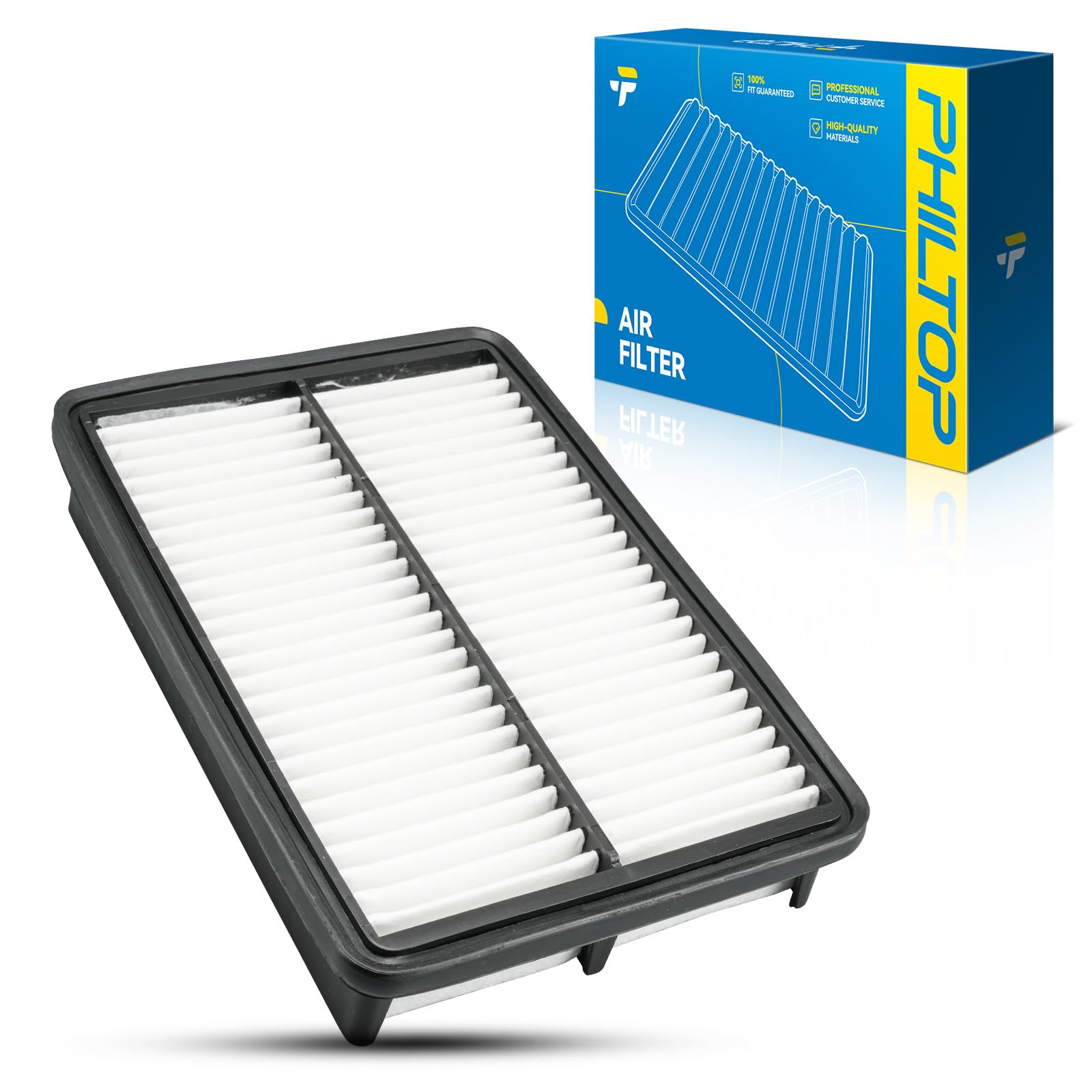 PHILTOP Engine air filter CA10086 Replacement for Hyundai Tucson 2005-2009 & Kia Sportage 2005-2010, 2.0L 2.7L, Rigid Panel